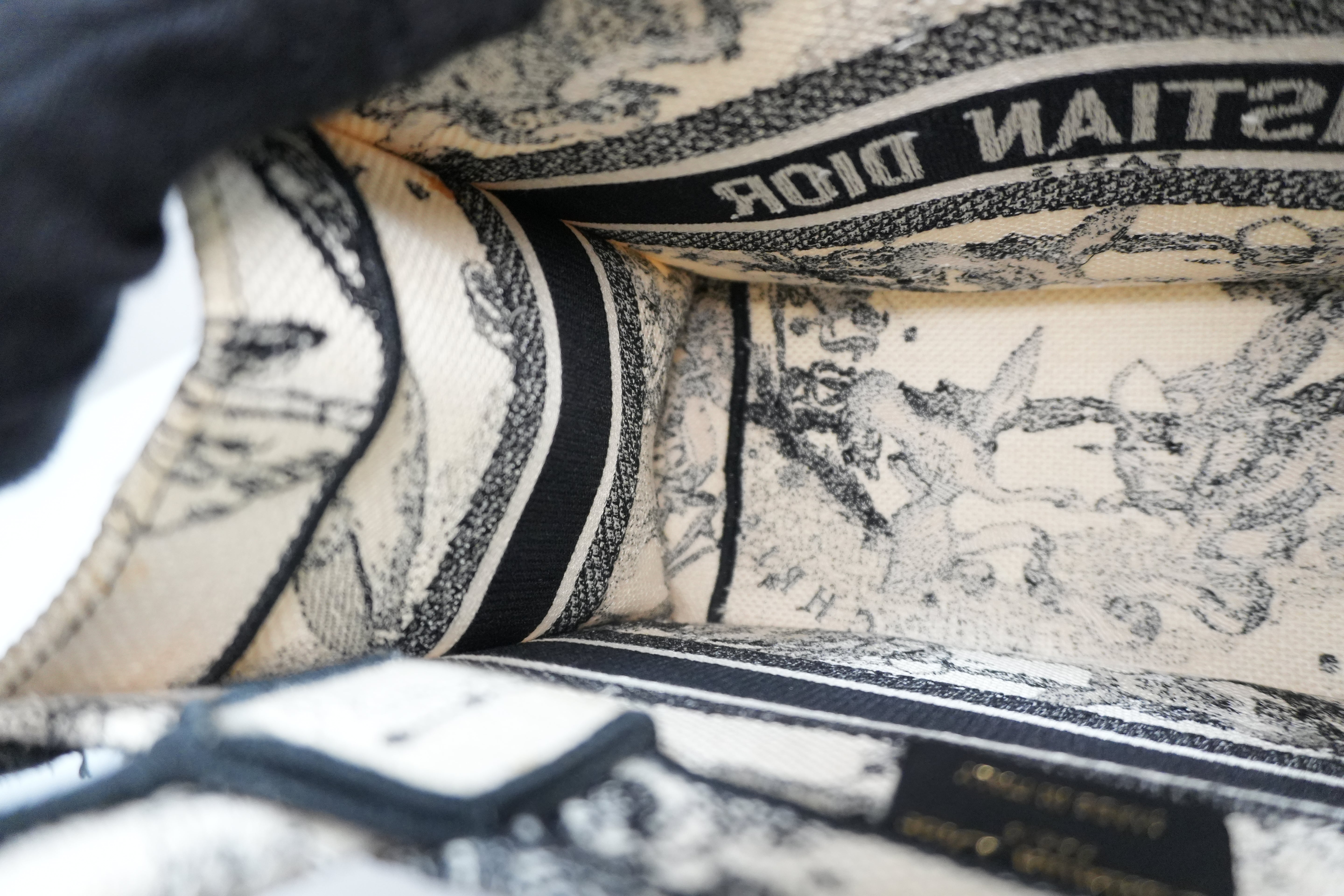 Christian Dior Canvas Small Tote Bag Black and White Used