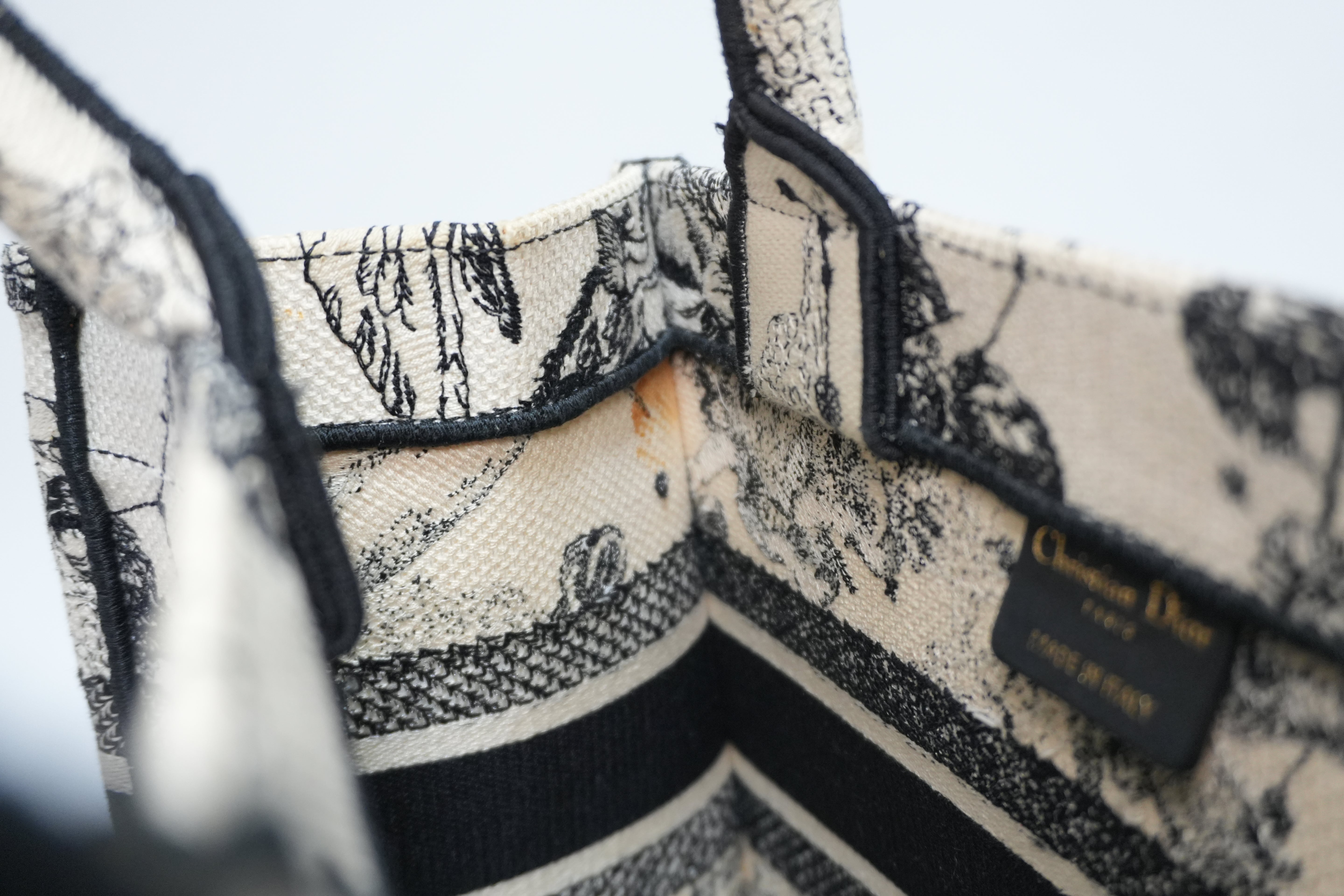 Christian Dior Canvas Small Tote Bag Black and White Used