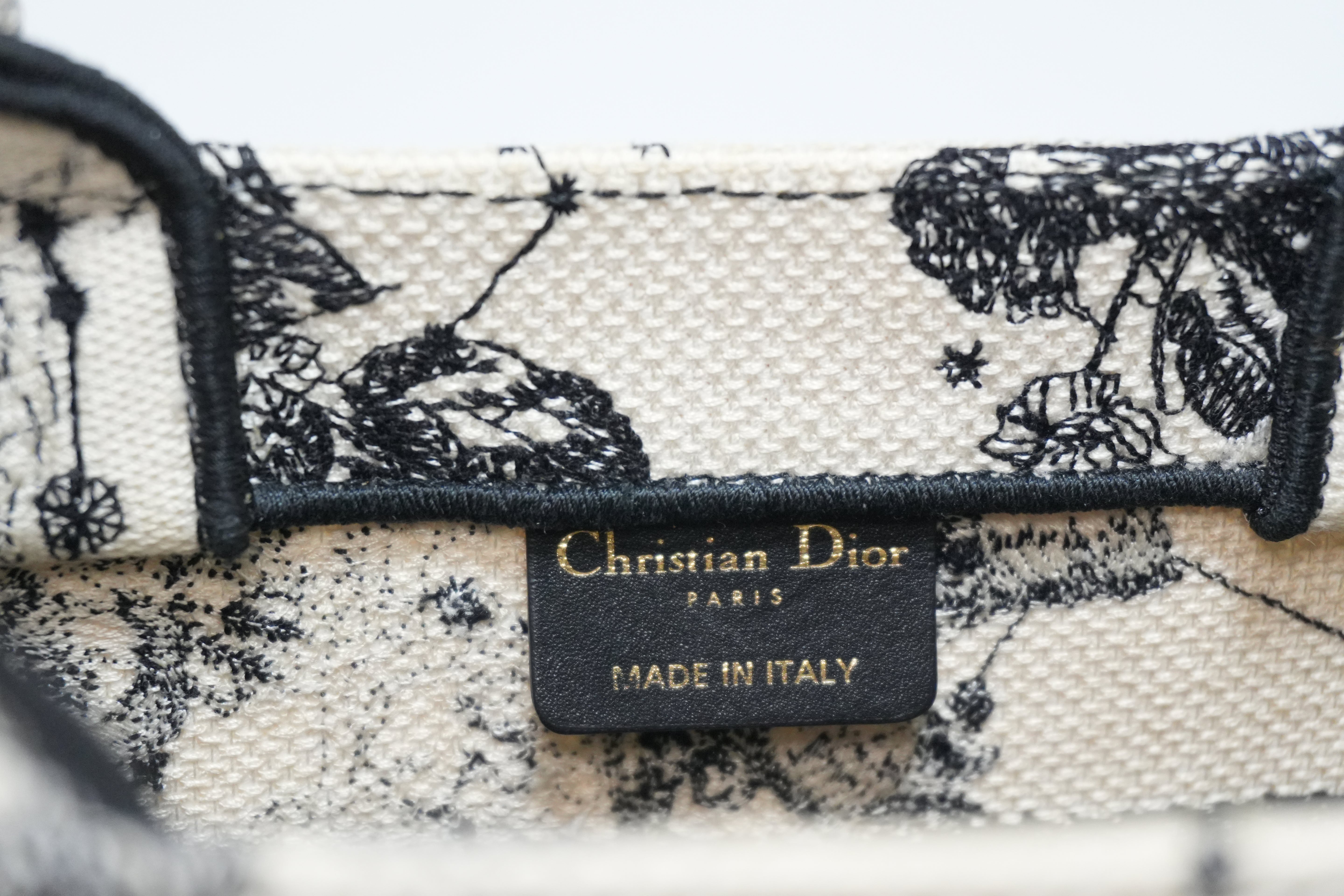 Christian Dior Canvas Small Tote Bag Black and White Used