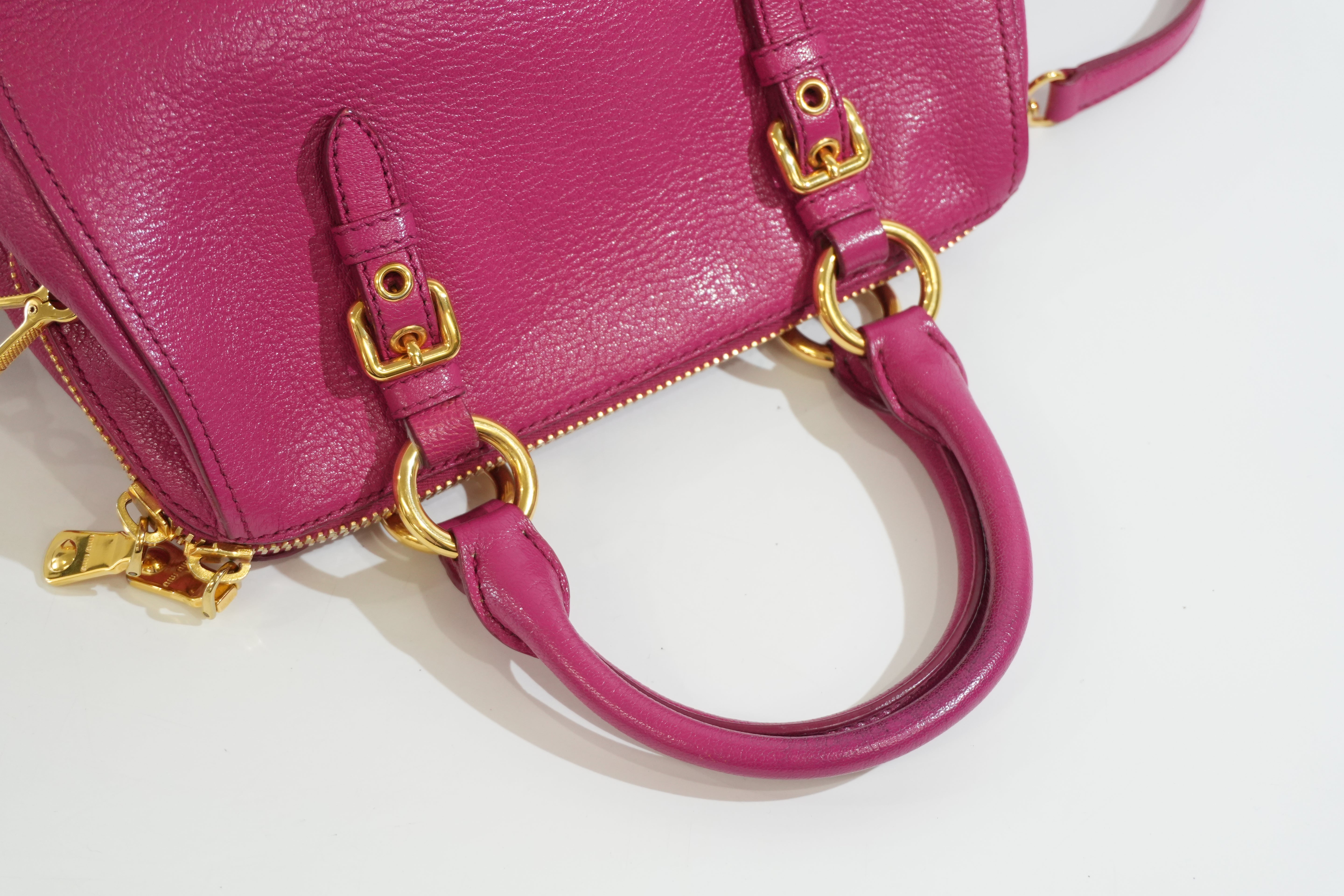 Pre-owned Miu Miu Two Way Madras Shoulder Bag Pink