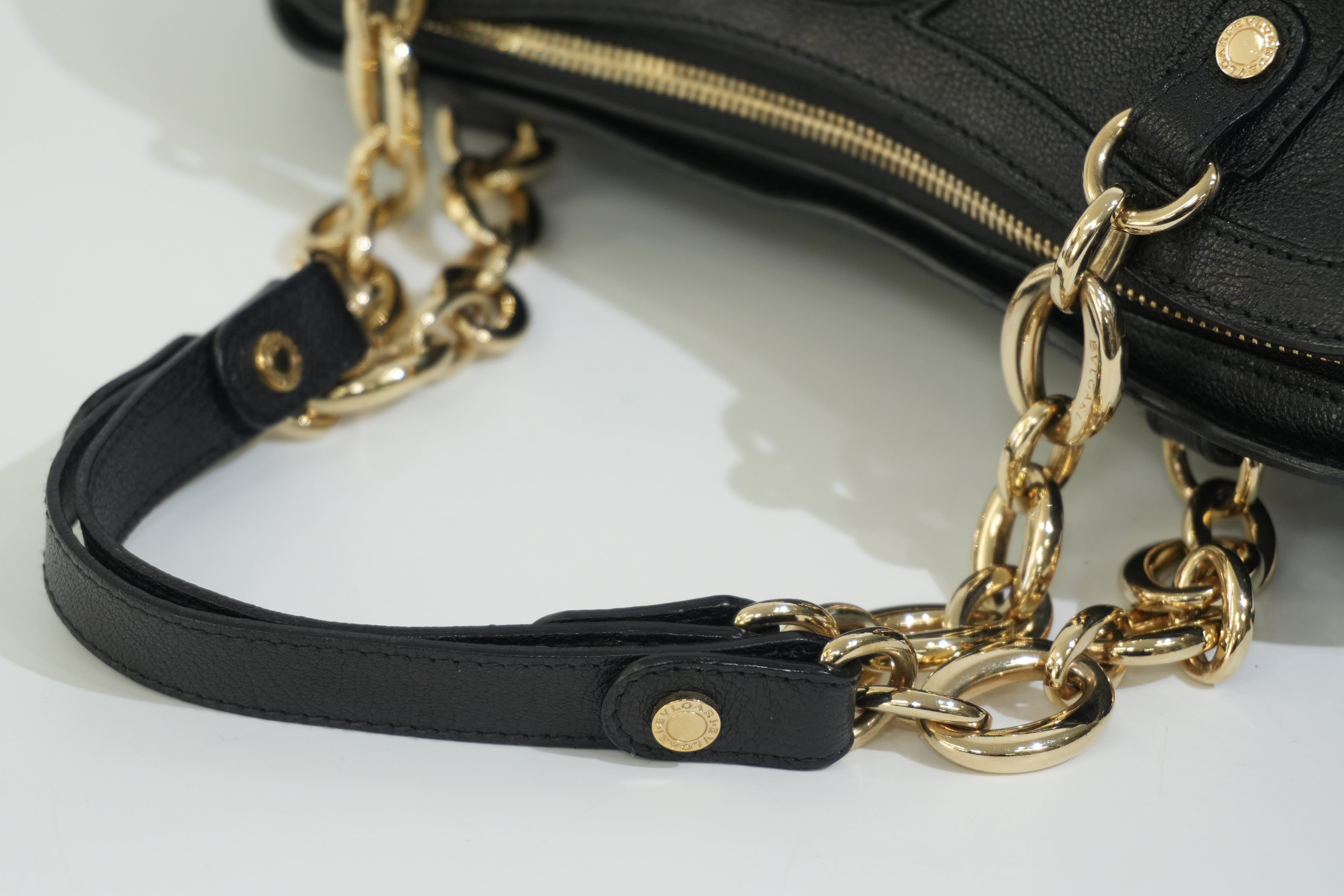 Pre-owned Bvlgari Leather Tote Bag Black
