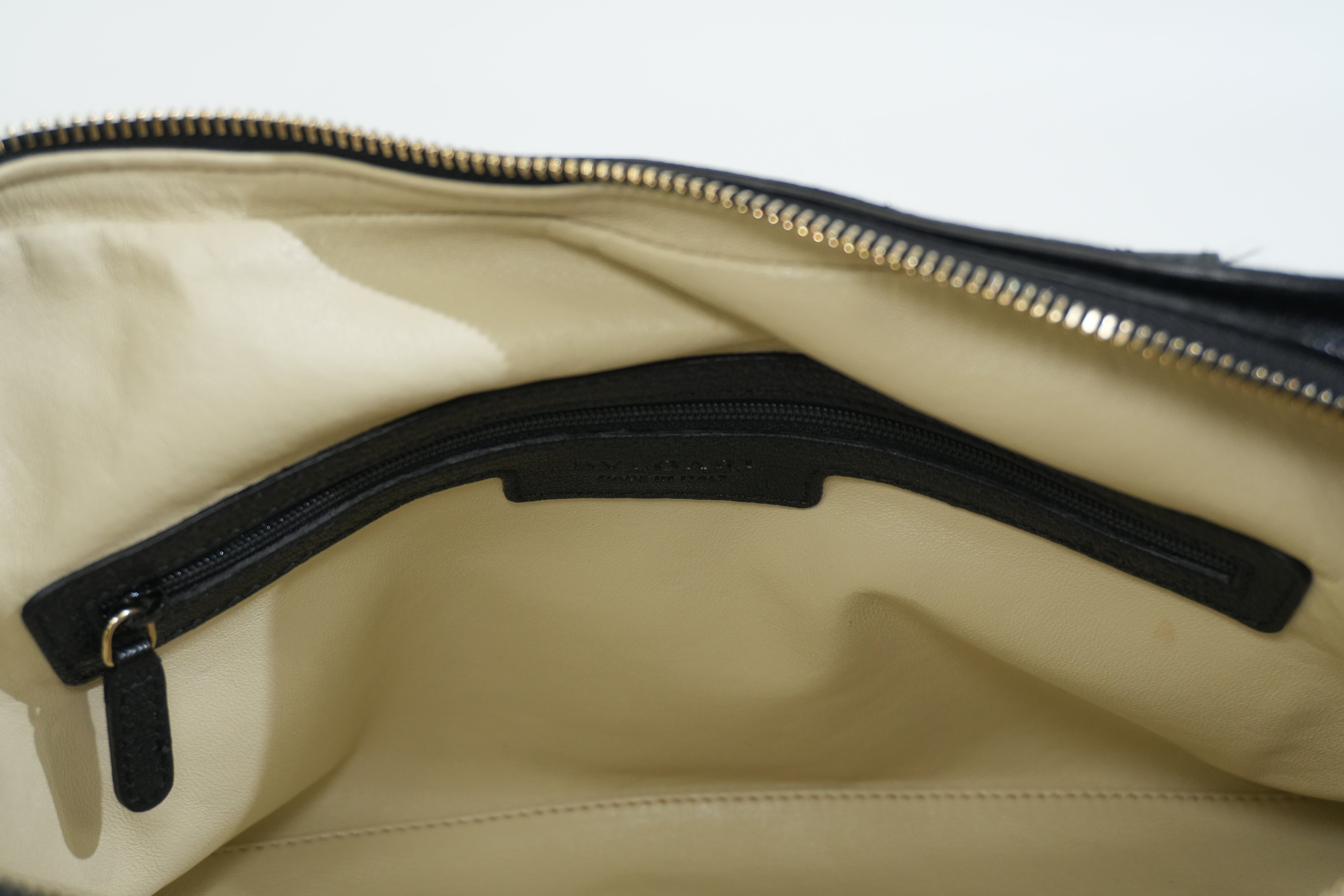 Pre-owned Bvlgari Leather Tote Bag Black