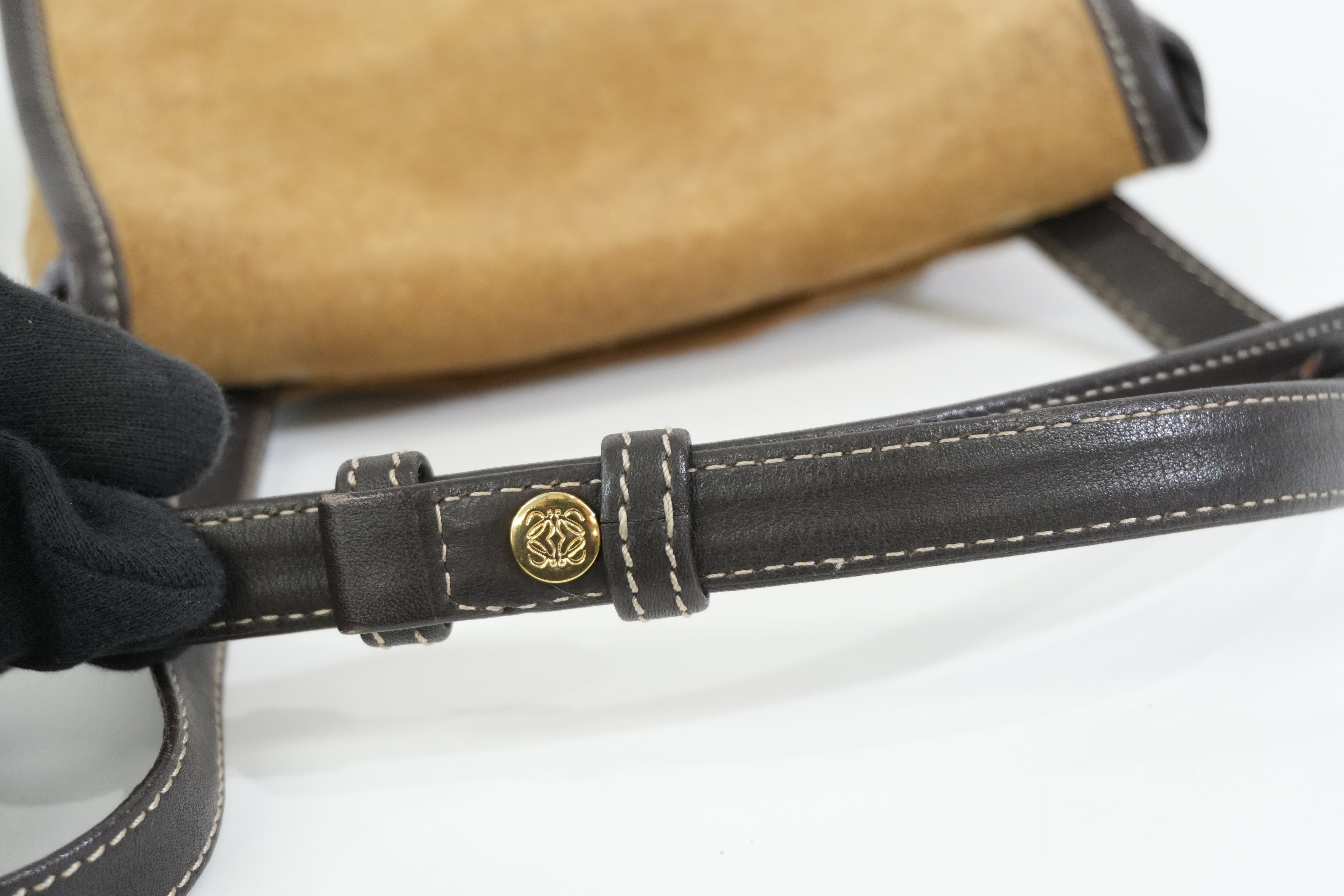 Pre-owned Loewe Suede Leather Shoulder Bag Brown