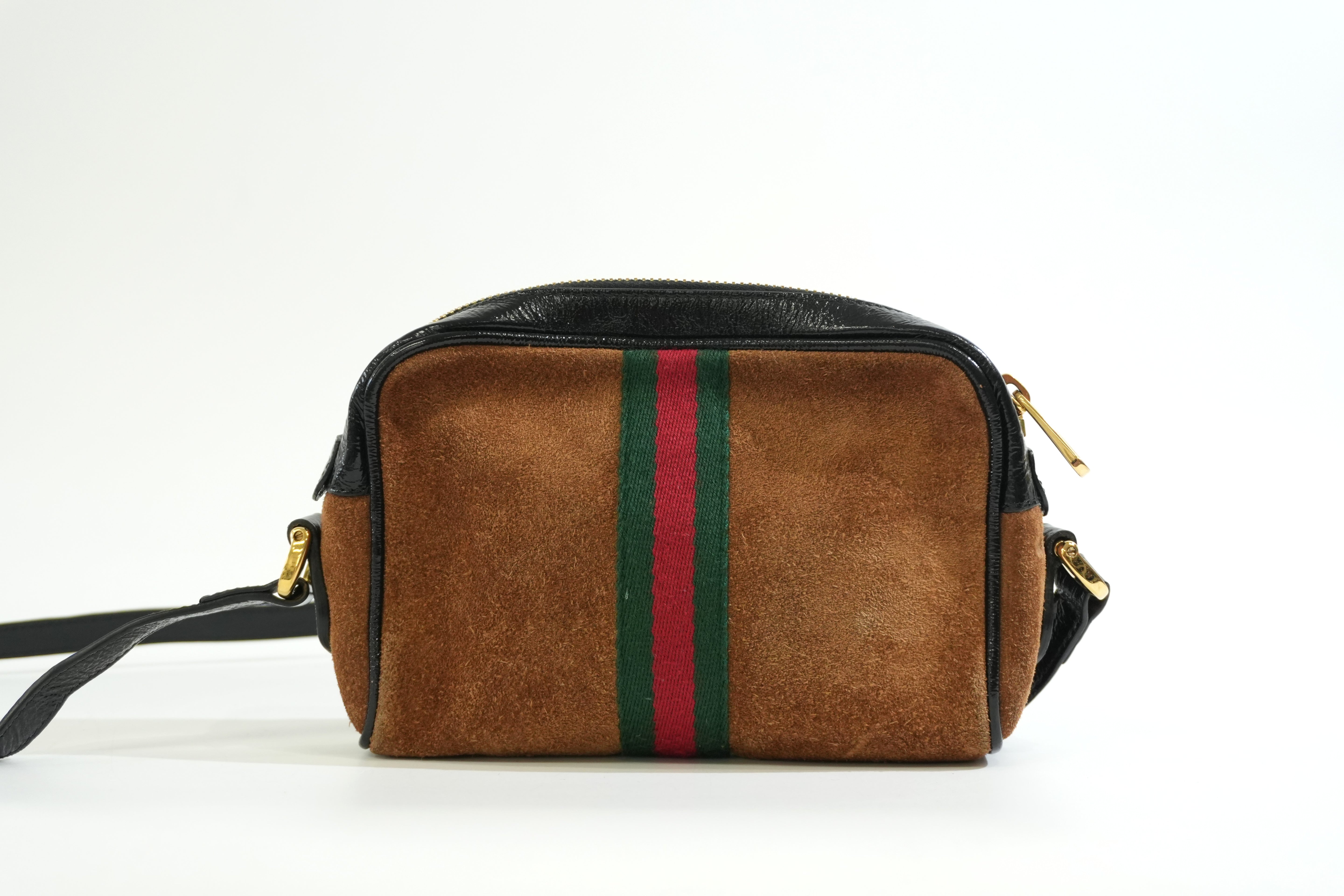 Pre-owned Gucci Suede Crossbody Bag Brown