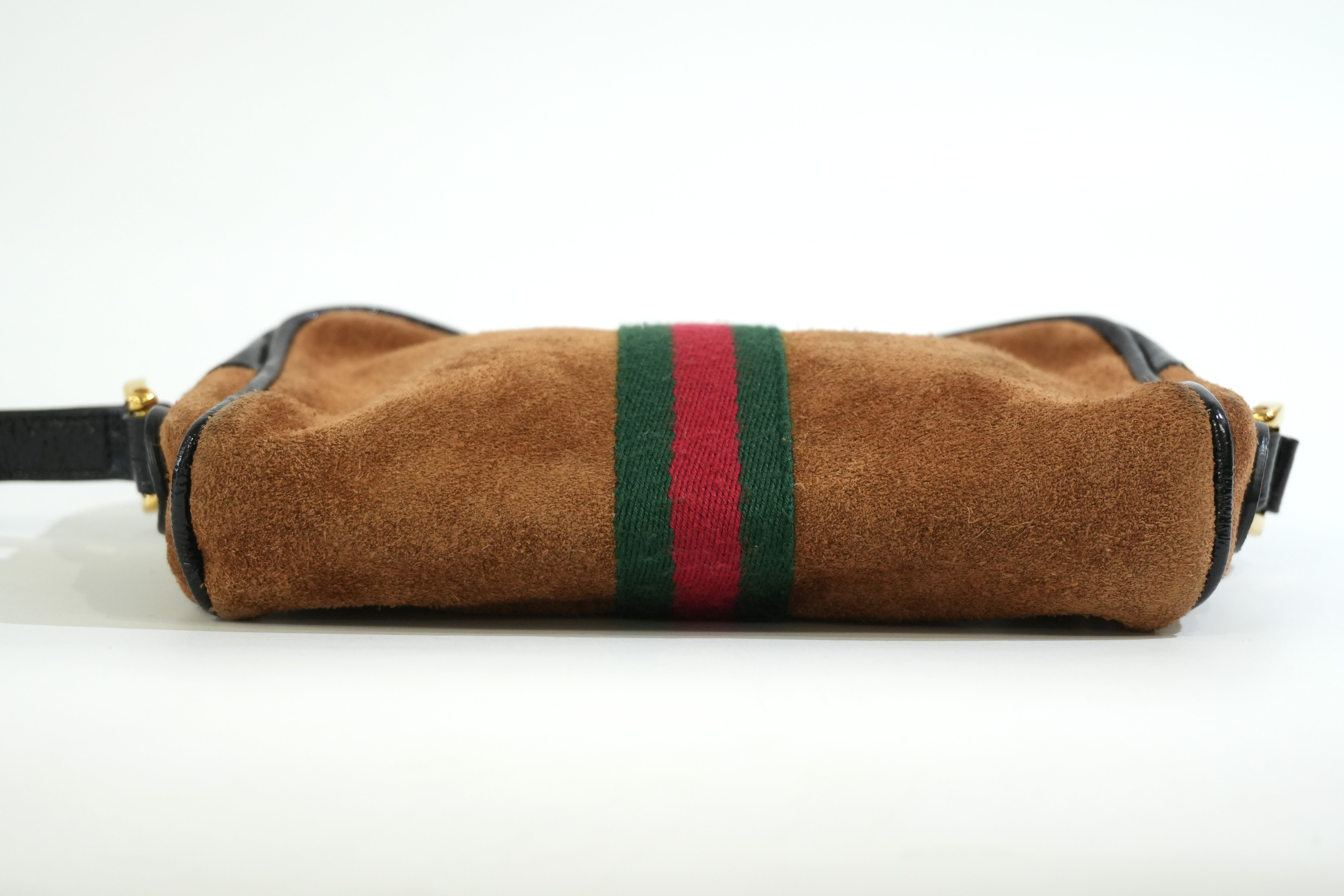 Pre-owned Gucci Suede Crossbody Bag Brown