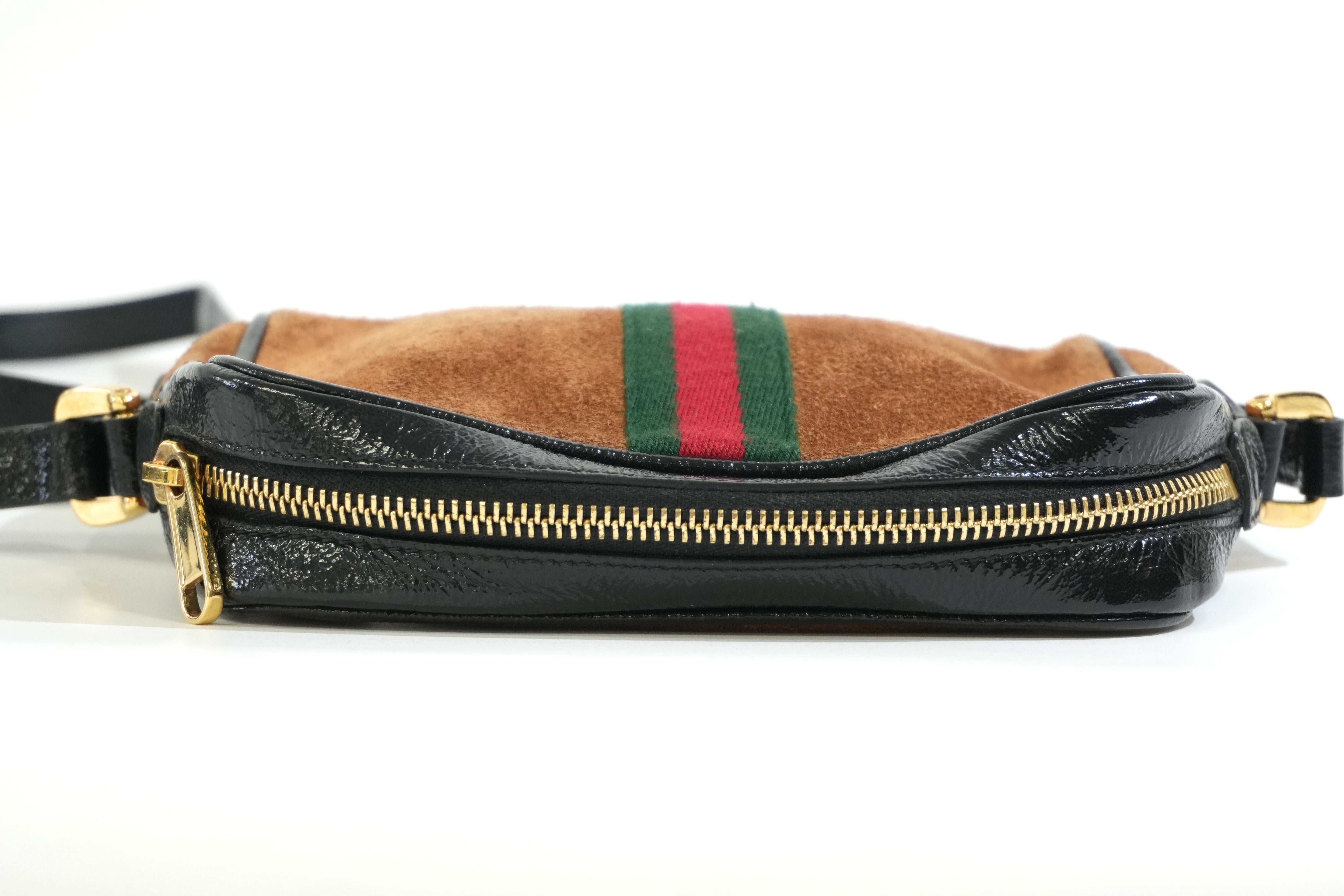 Pre-owned Gucci Suede Crossbody Bag Brown
