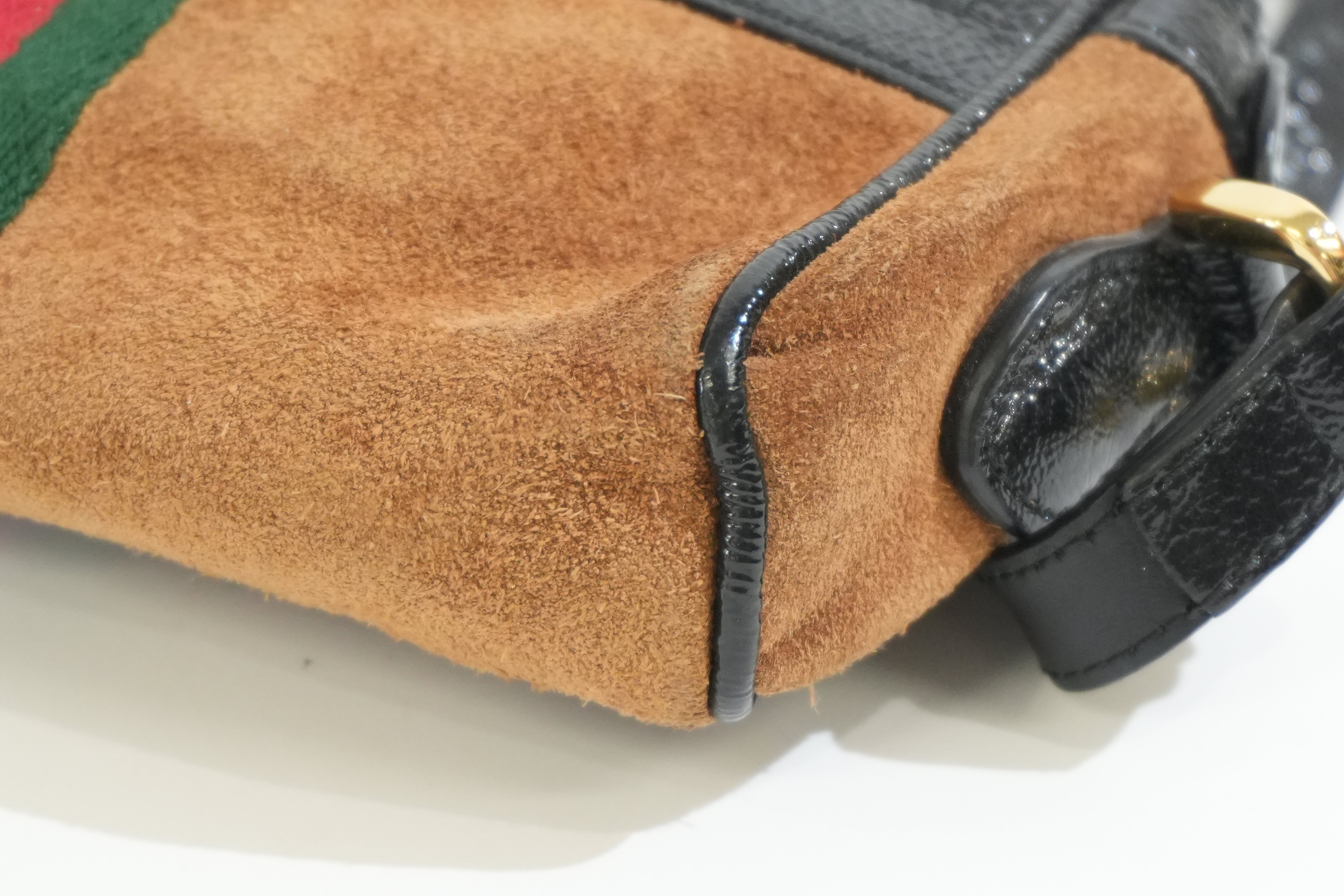 Pre-owned Gucci Suede Crossbody Bag Brown