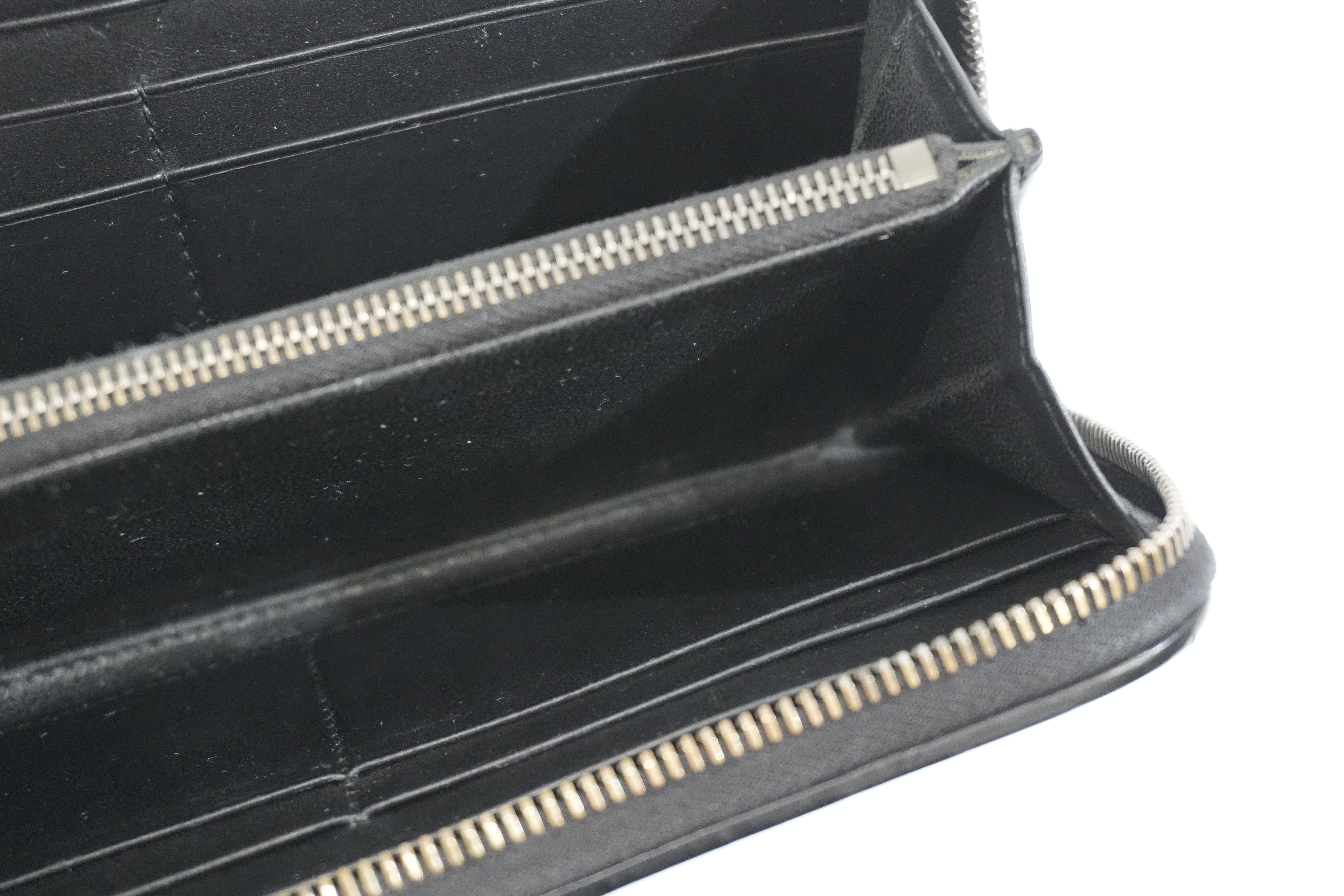 Pre-owned Bottega Intercciato Zippy Long Wallet Black