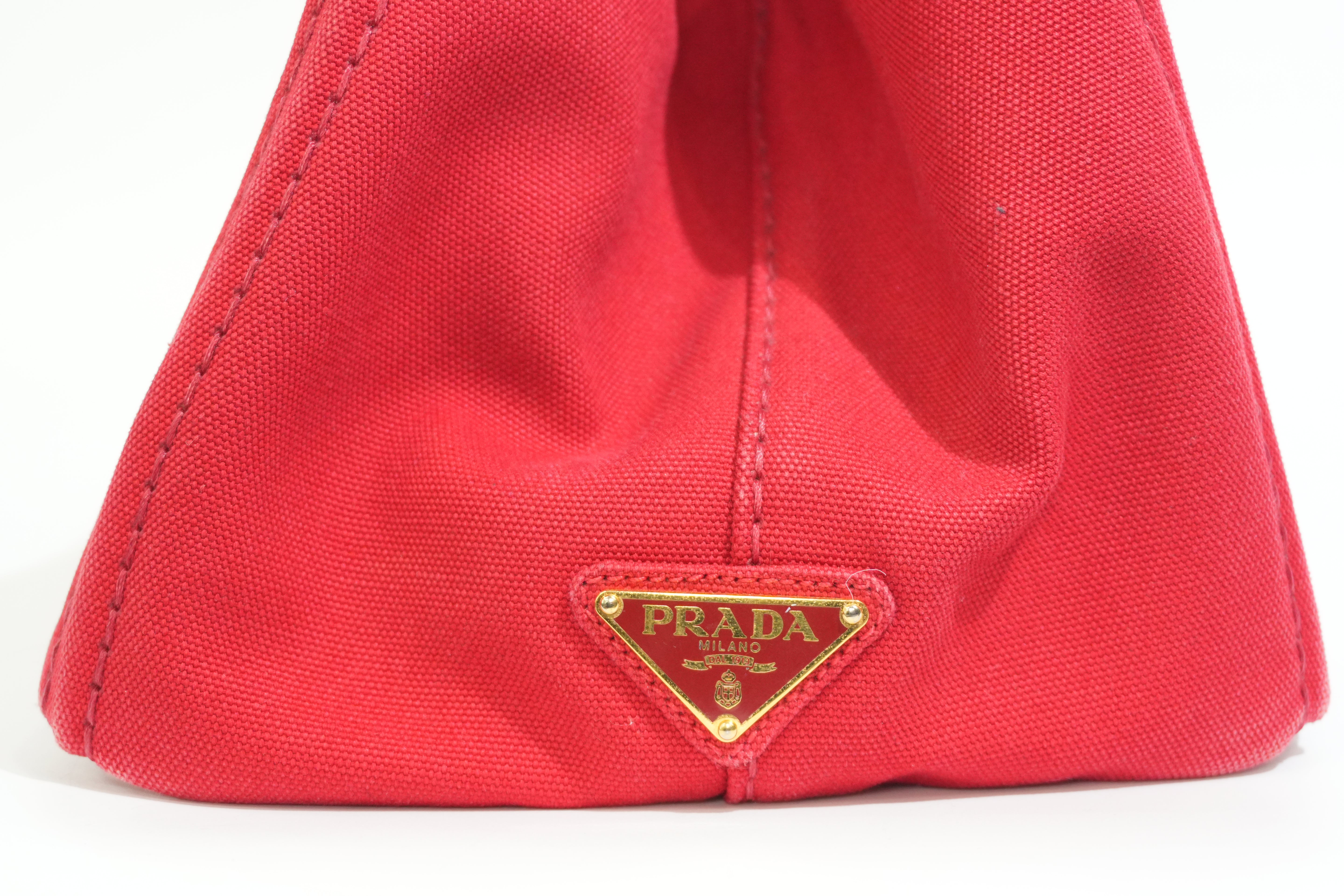 Pre-owned Prada Canapa Handbag Red