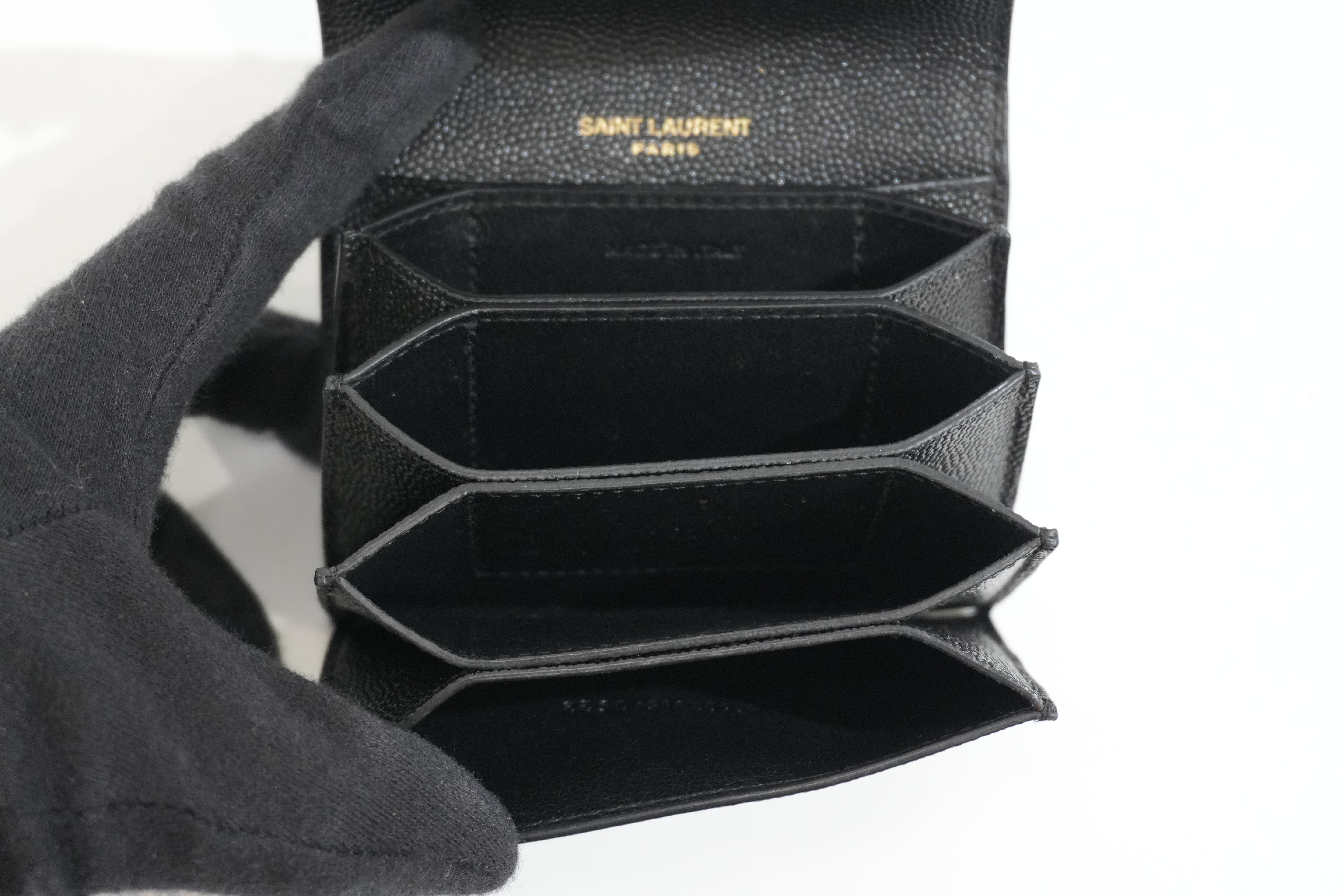 Pre-owned Saint Laurent Compact Wallet Black