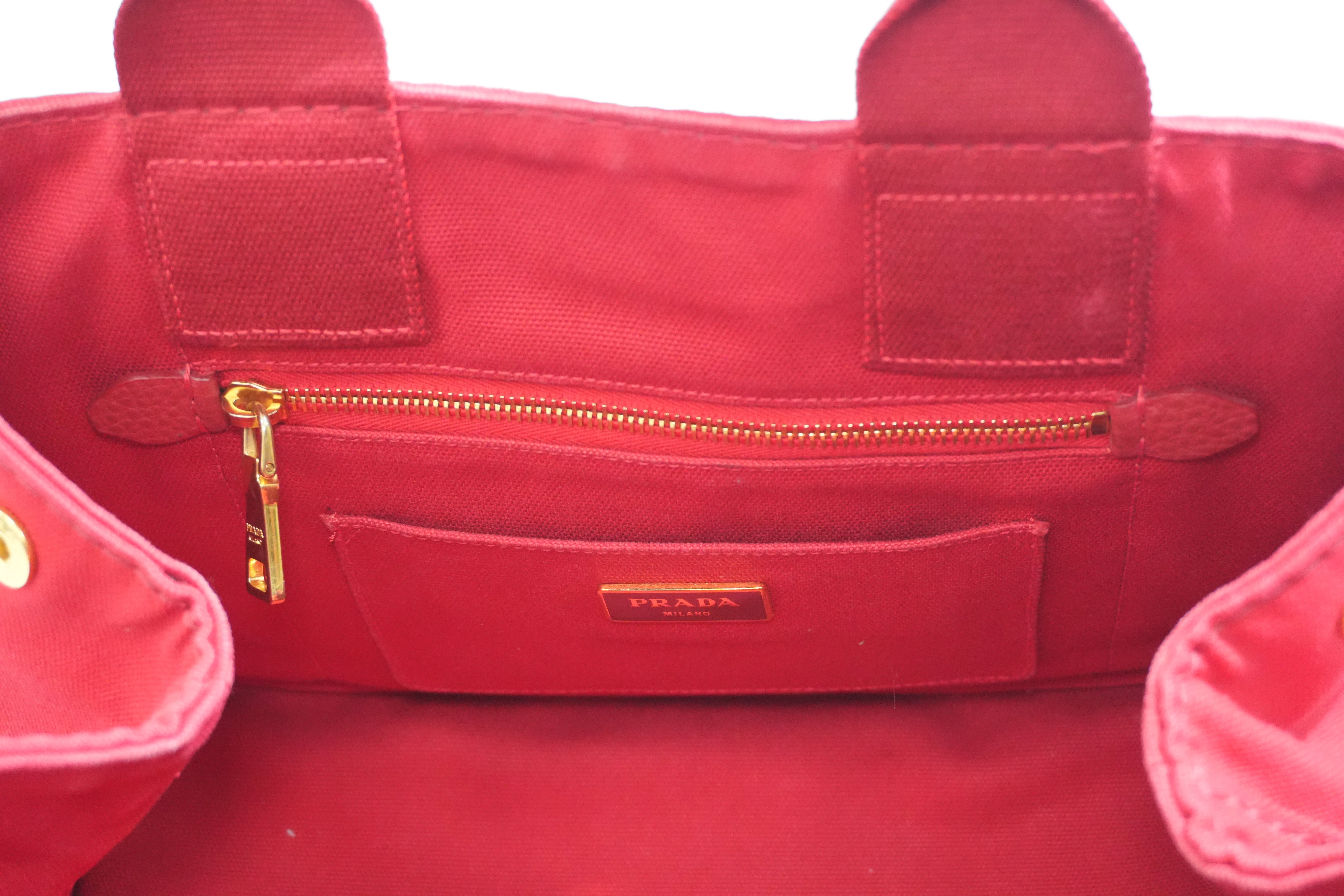Pre-owned Prada Canapa Handbag Red