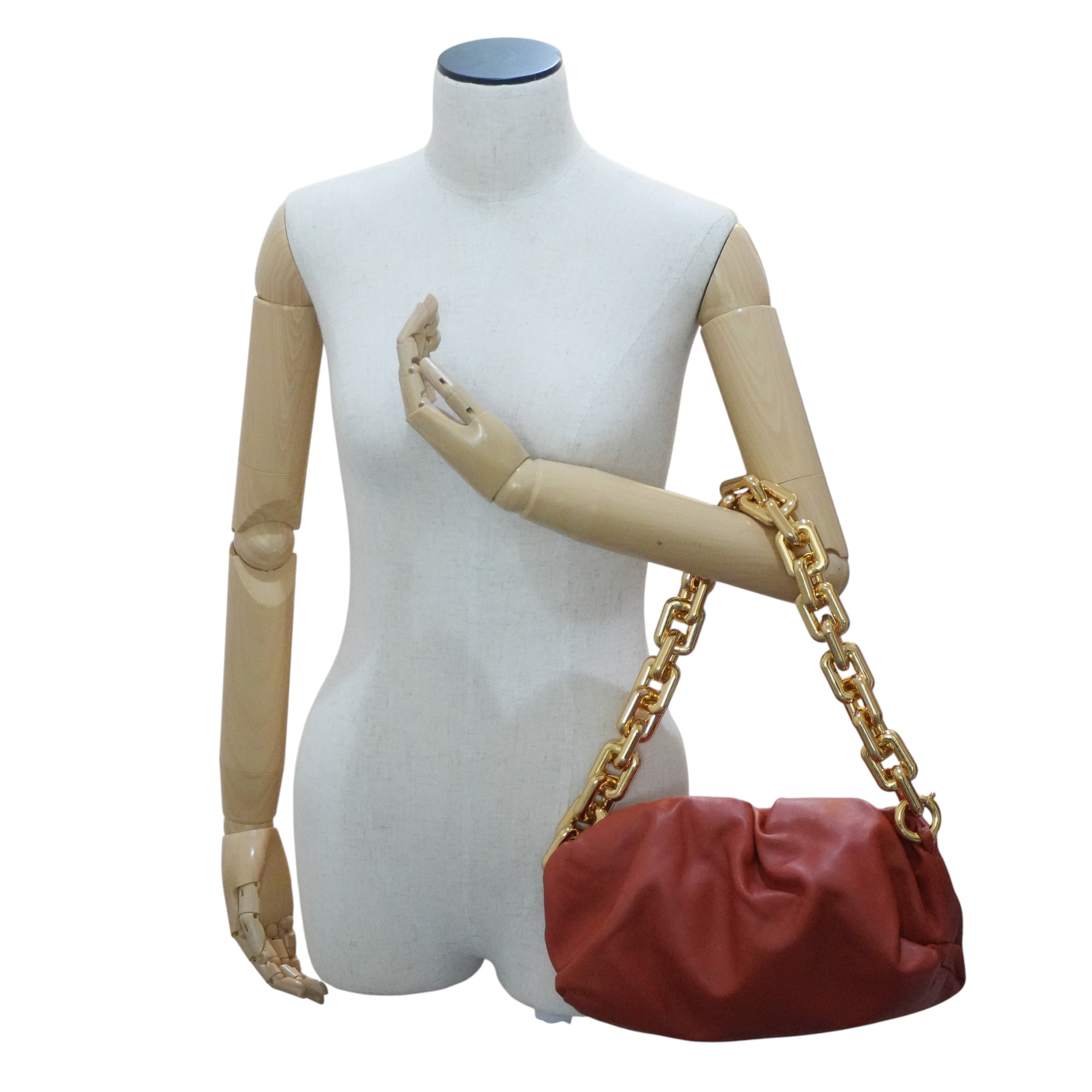 Pre-owned Bottega Chain Pouch Shoulder Bag Orange