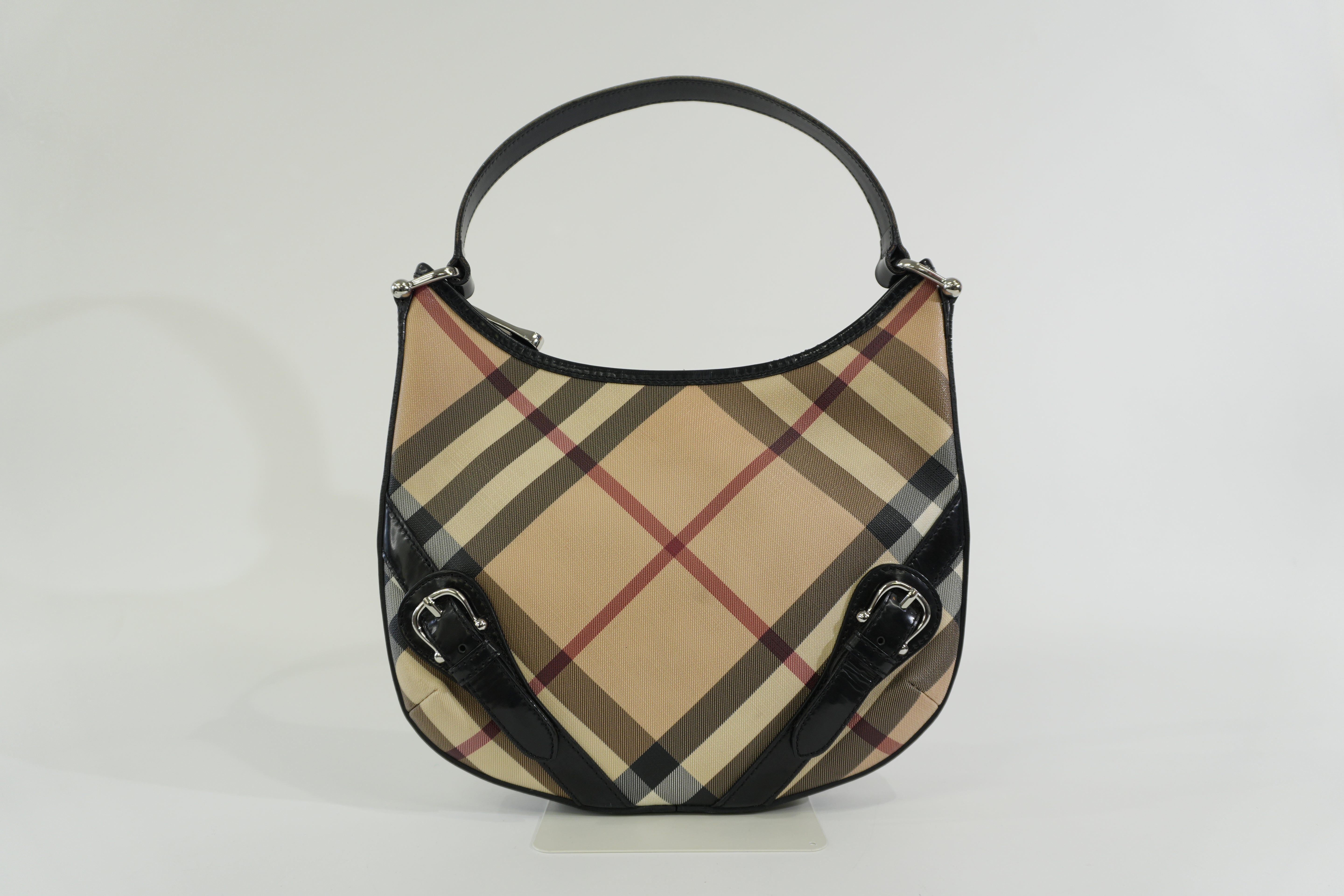Pre-owned Burberry Nova Check Hobo Shoulder Bag Beige
