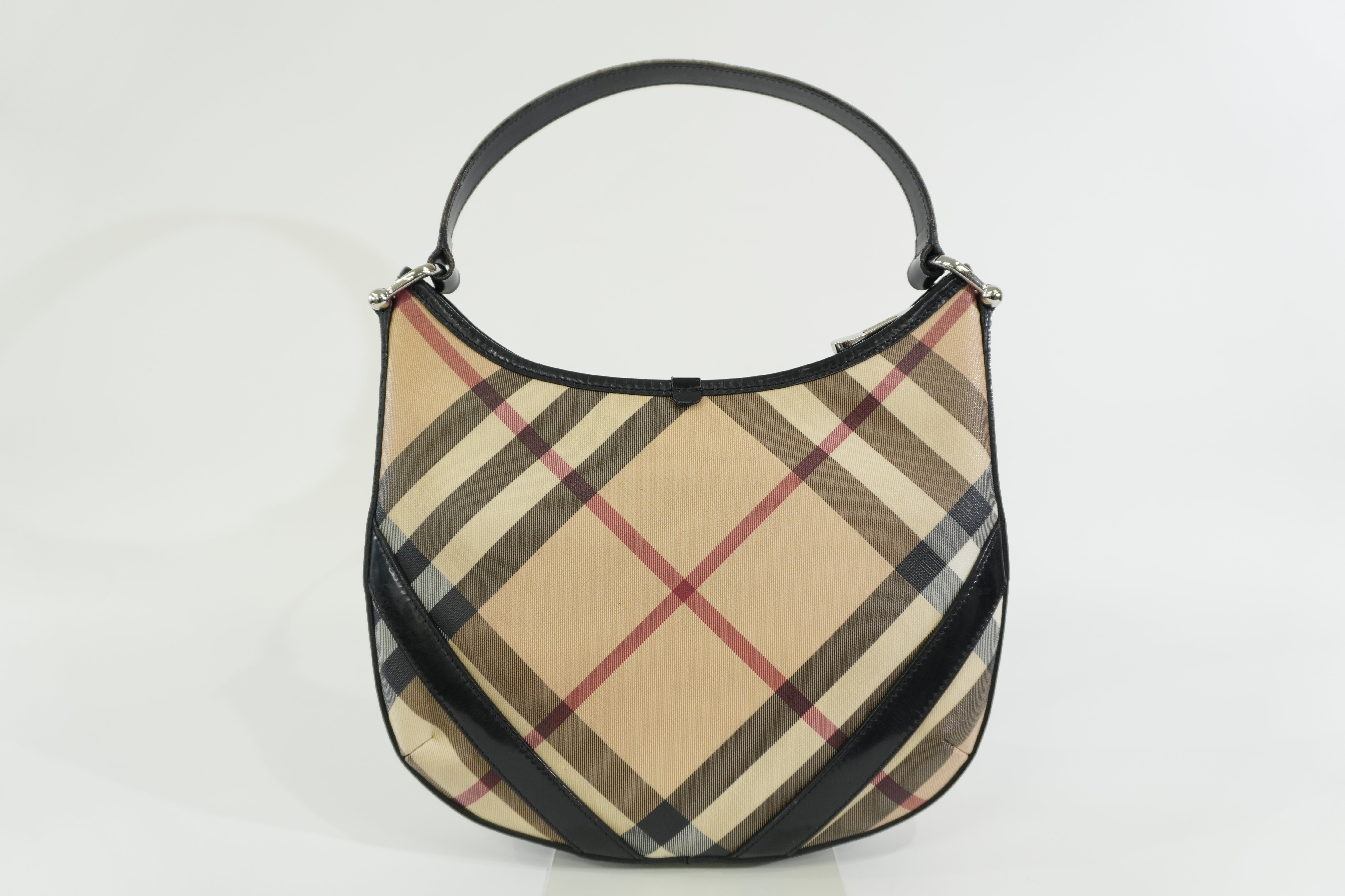 Pre-owned Burberry Nova Check Hobo Shoulder Bag Beige