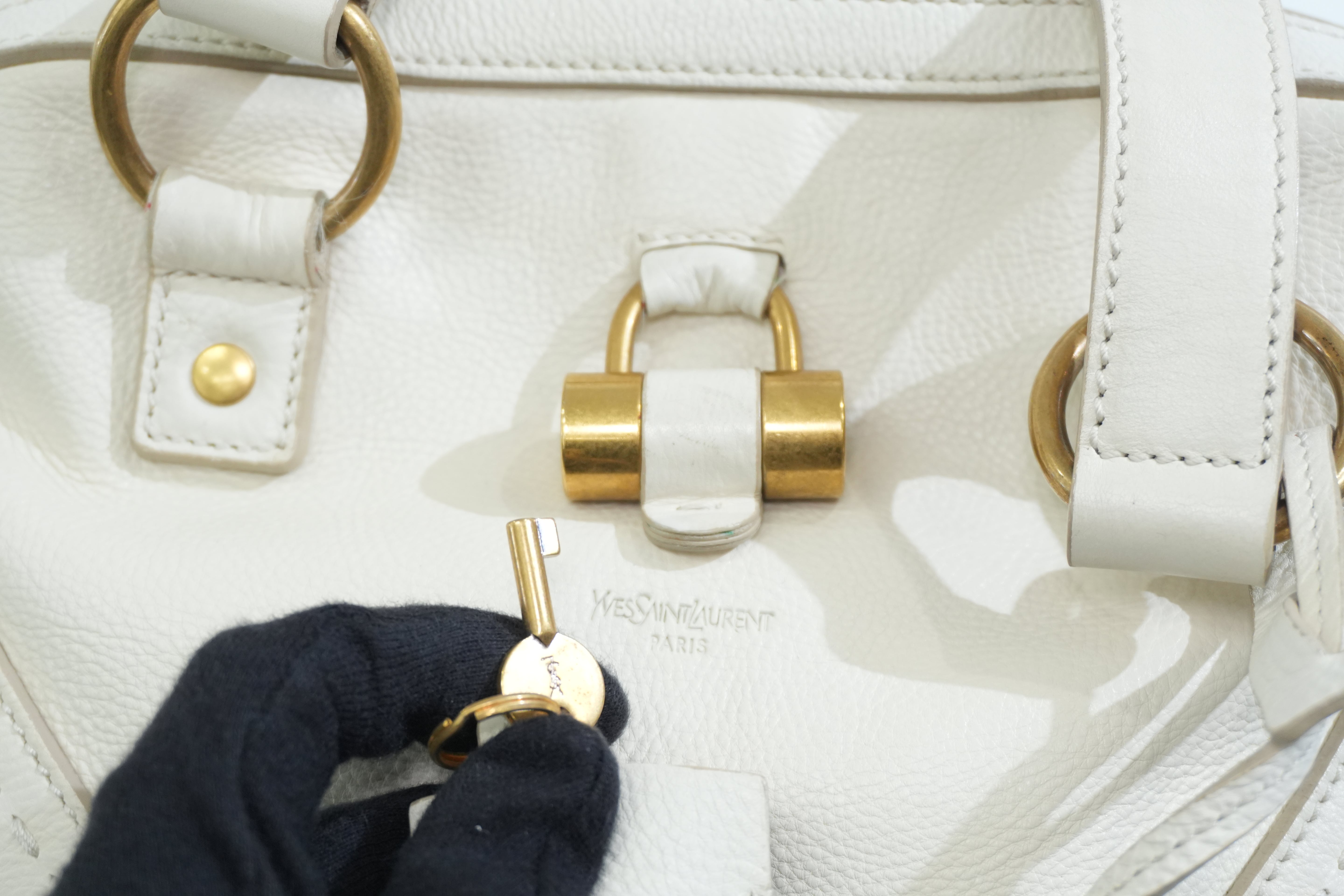 Pre-owned Saint Laurent Leather Muse Handbag White