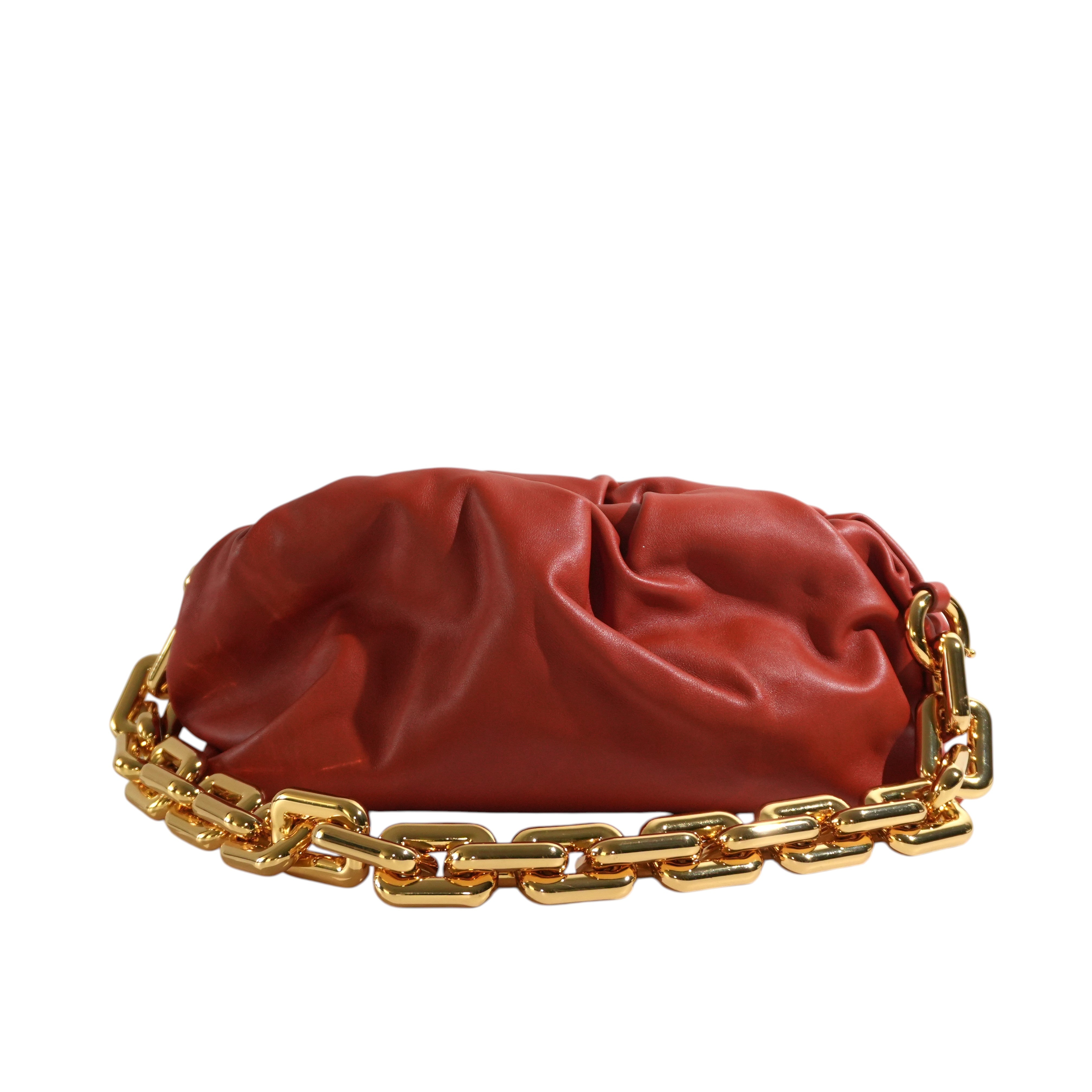 Pre-owned Bottega Chain Pouch Shoulder Bag Orange