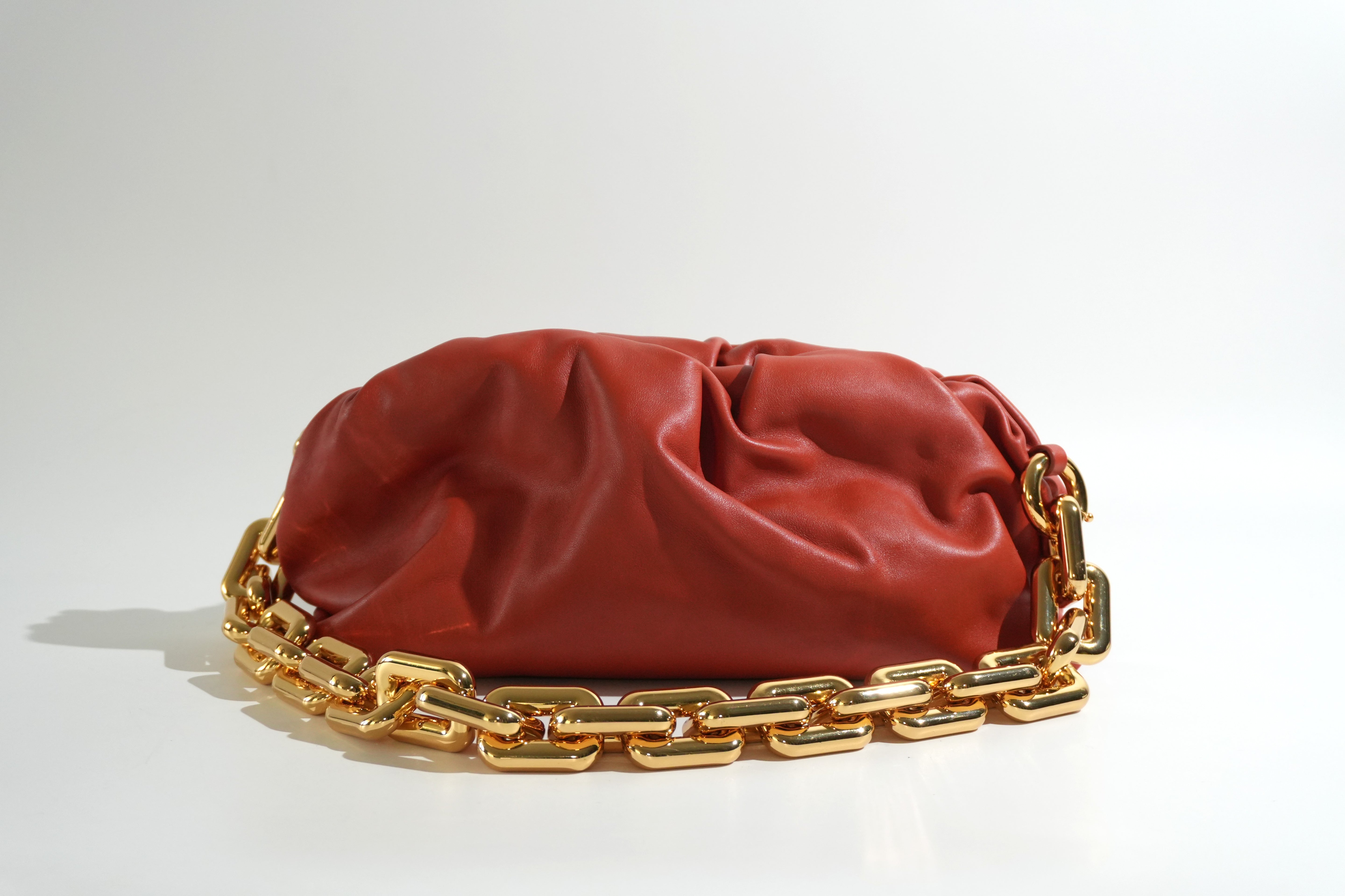 Pre-owned Bottega Chain Pouch Shoulder Bag Orange