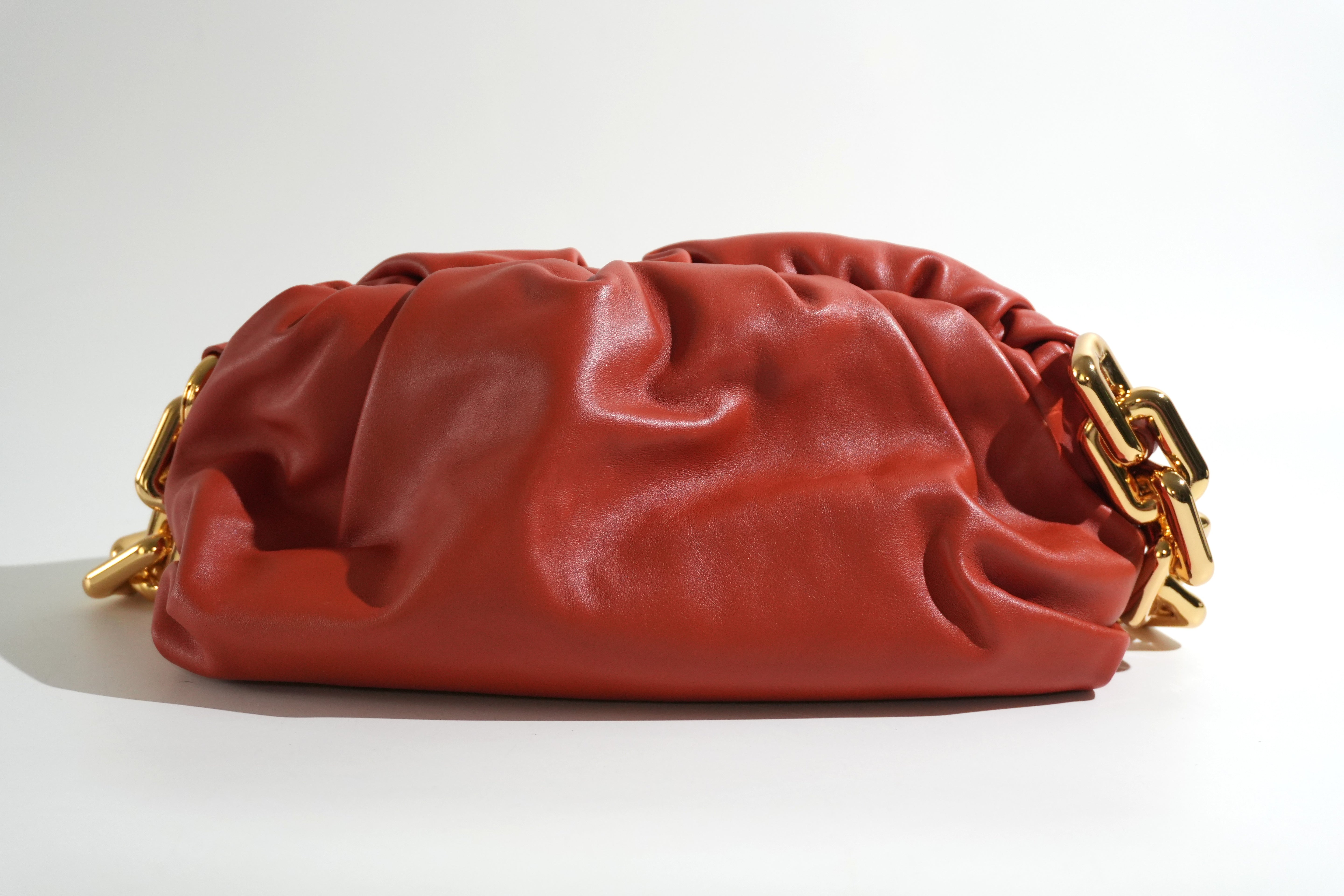 Pre-owned Bottega Chain Pouch Shoulder Bag Orange