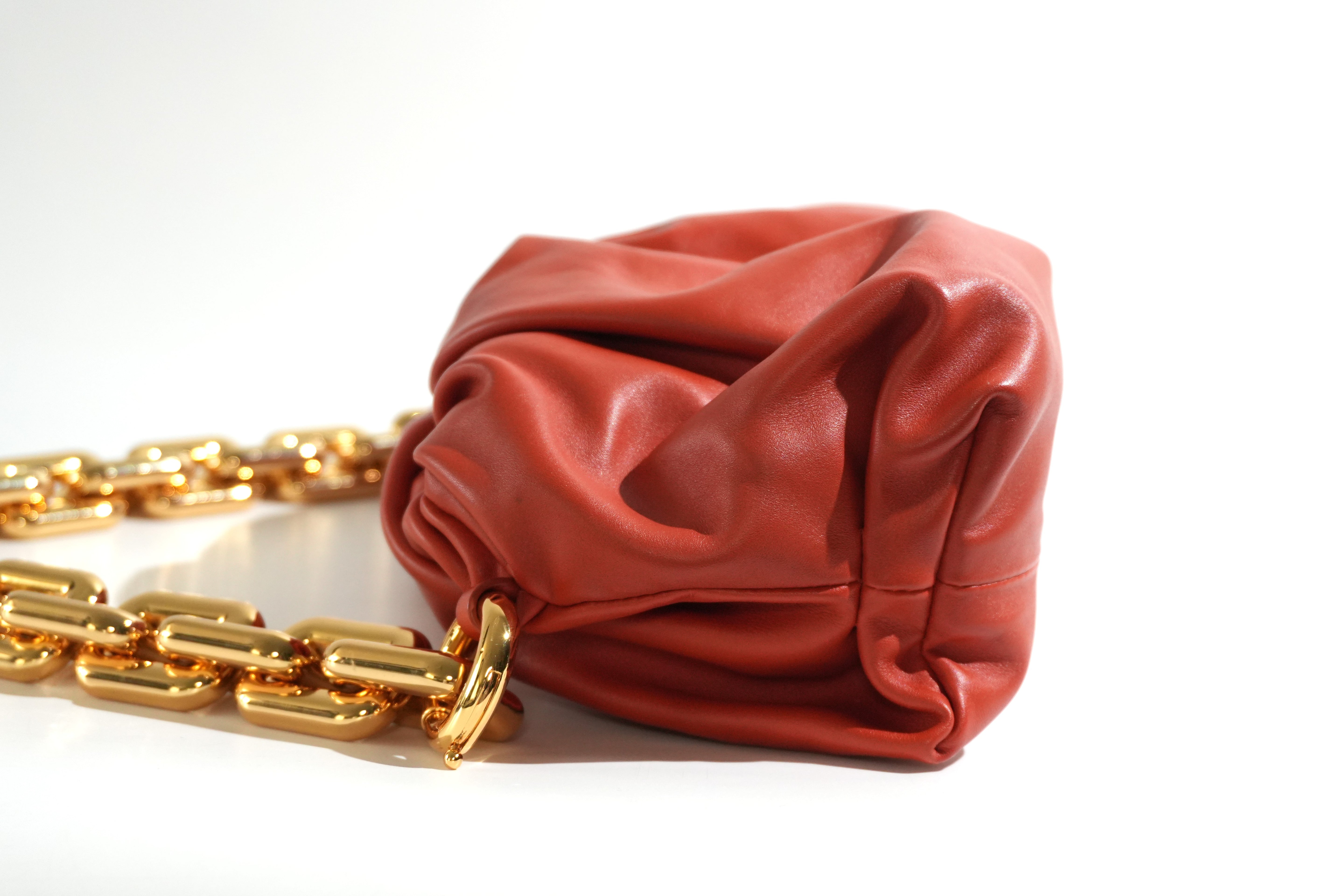 Pre-owned Bottega Chain Pouch Shoulder Bag Orange