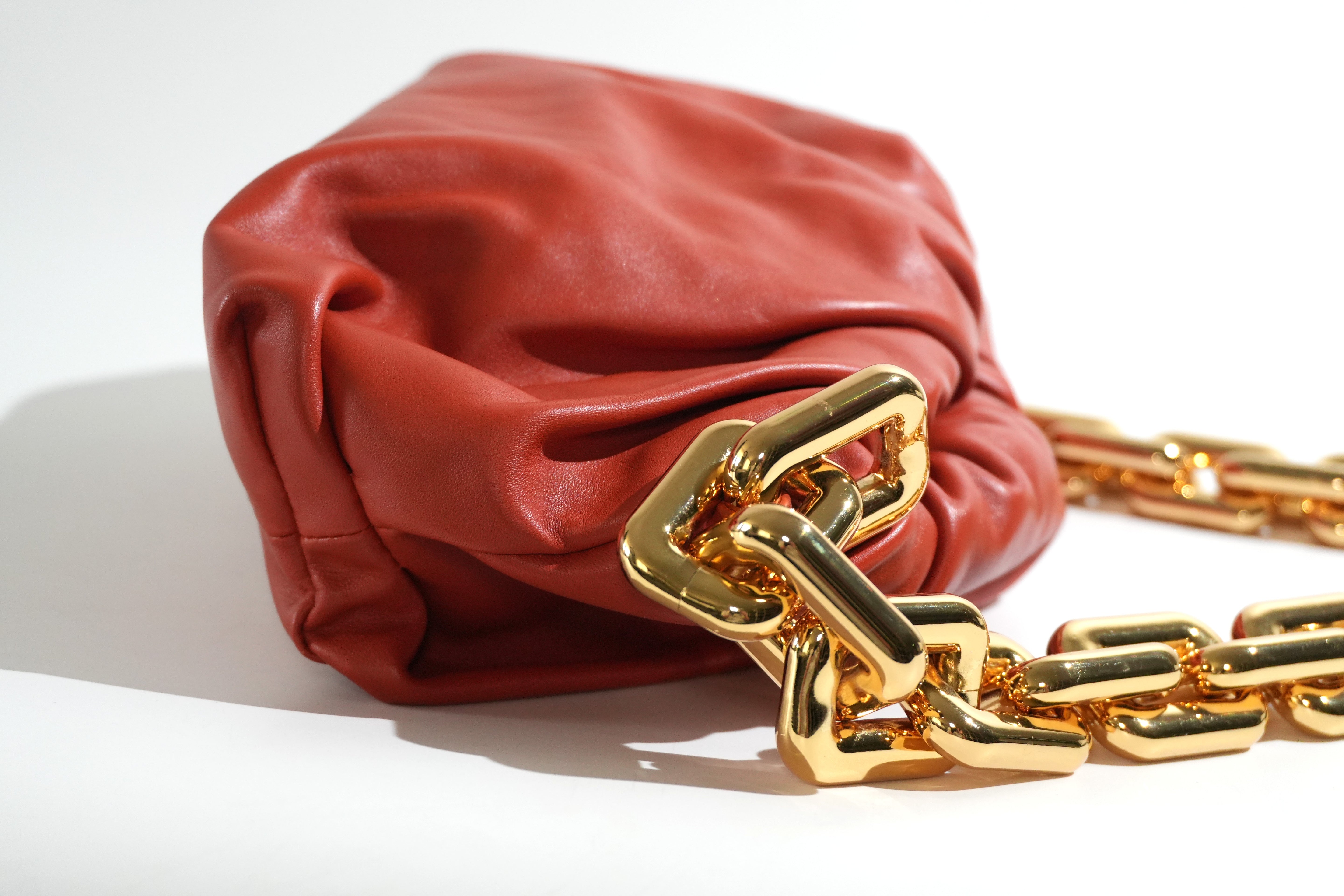 Pre-owned Bottega Chain Pouch Shoulder Bag Orange