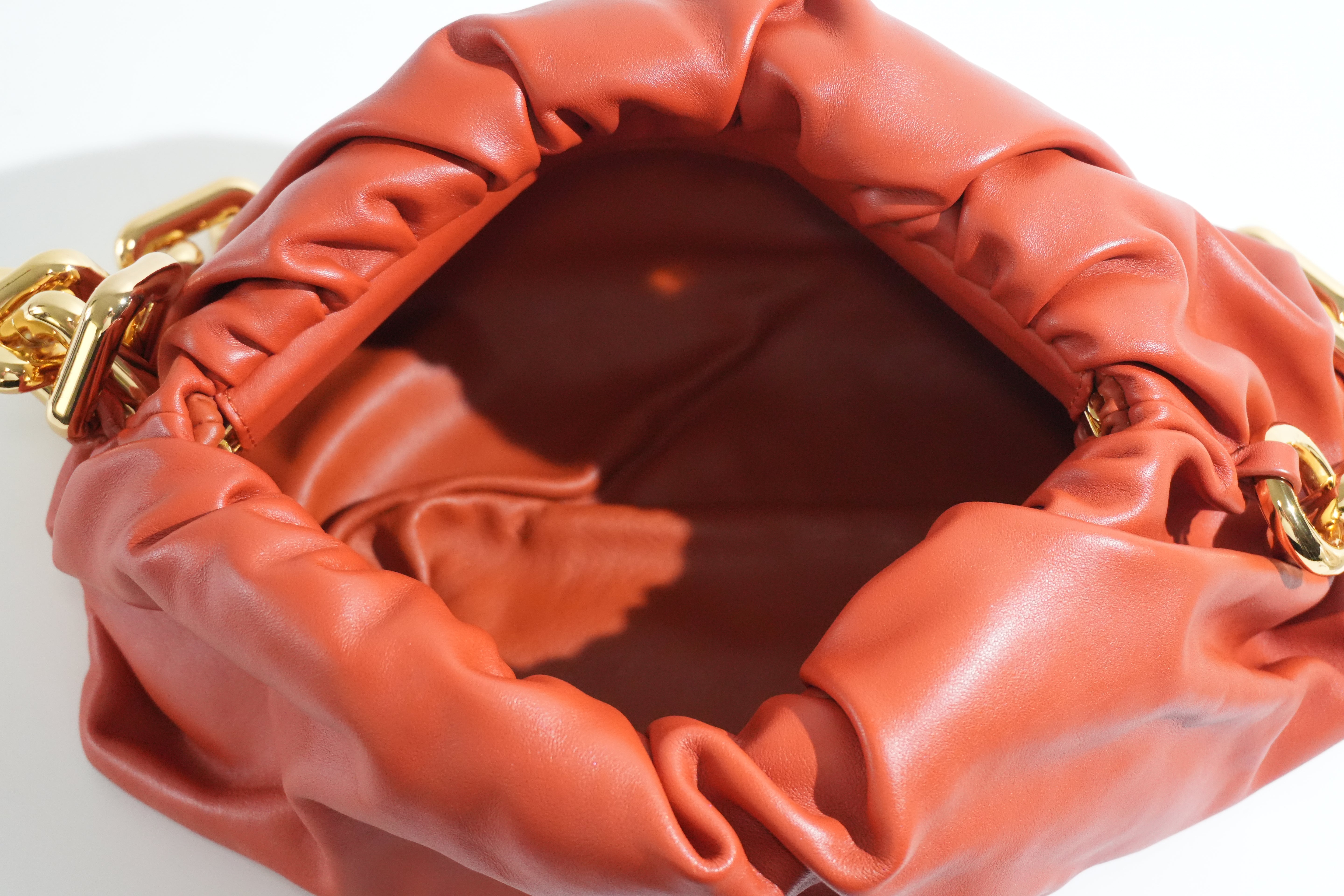Pre-owned Bottega Chain Pouch Shoulder Bag Orange