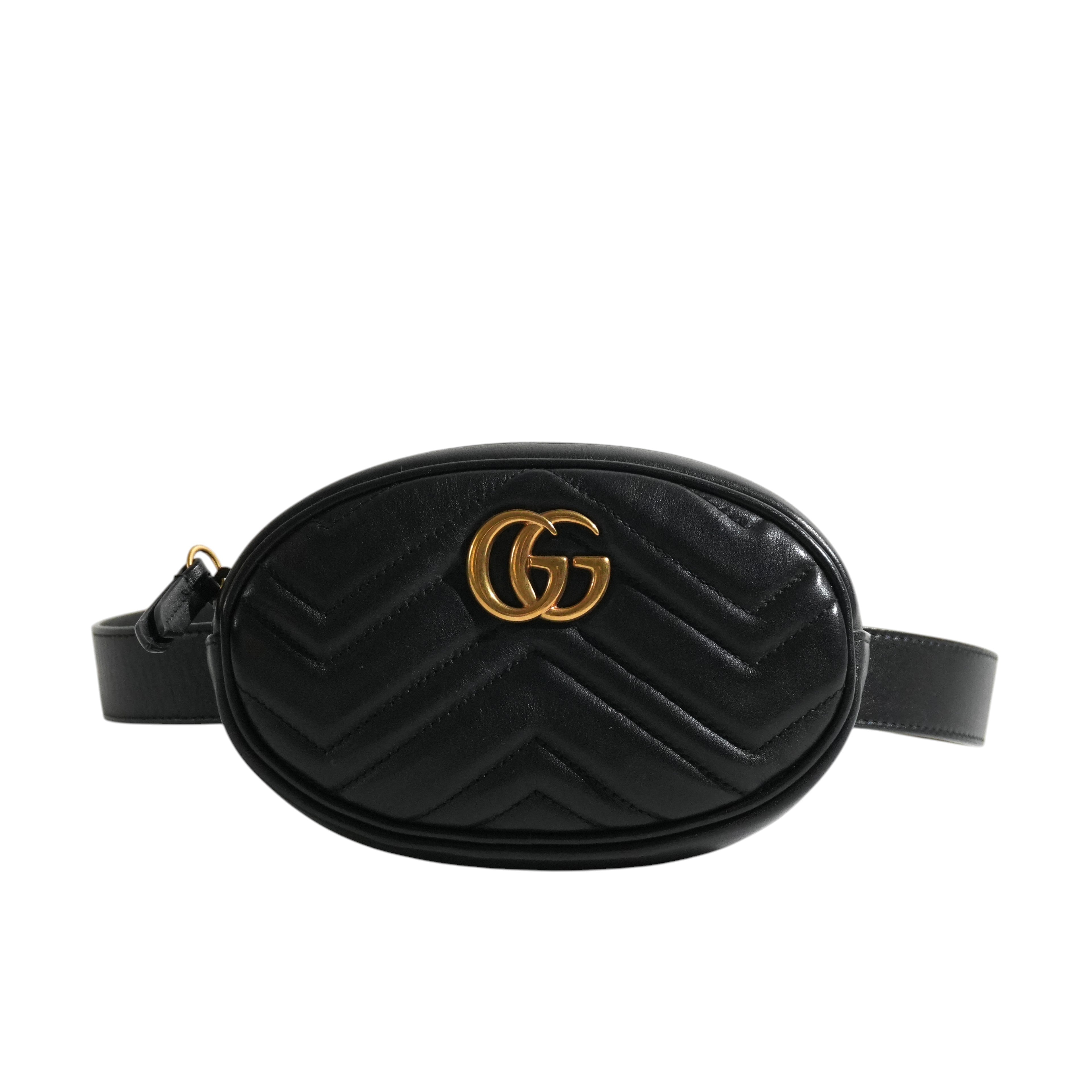 Pre-owned Gucci Marmont Belt Bag Size 85 Black