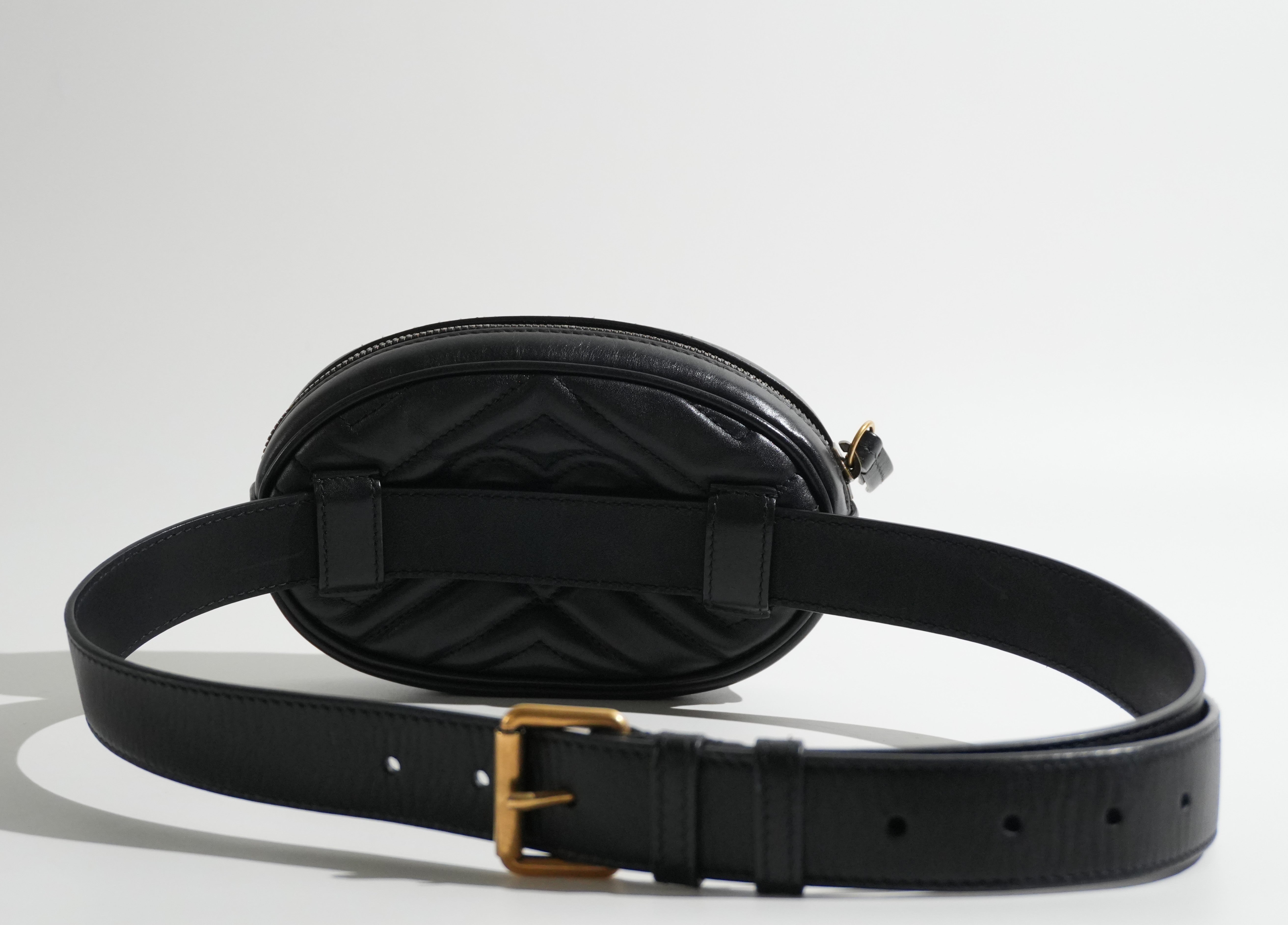 Pre-owned Gucci Marmont Belt Bag Size 85 Black