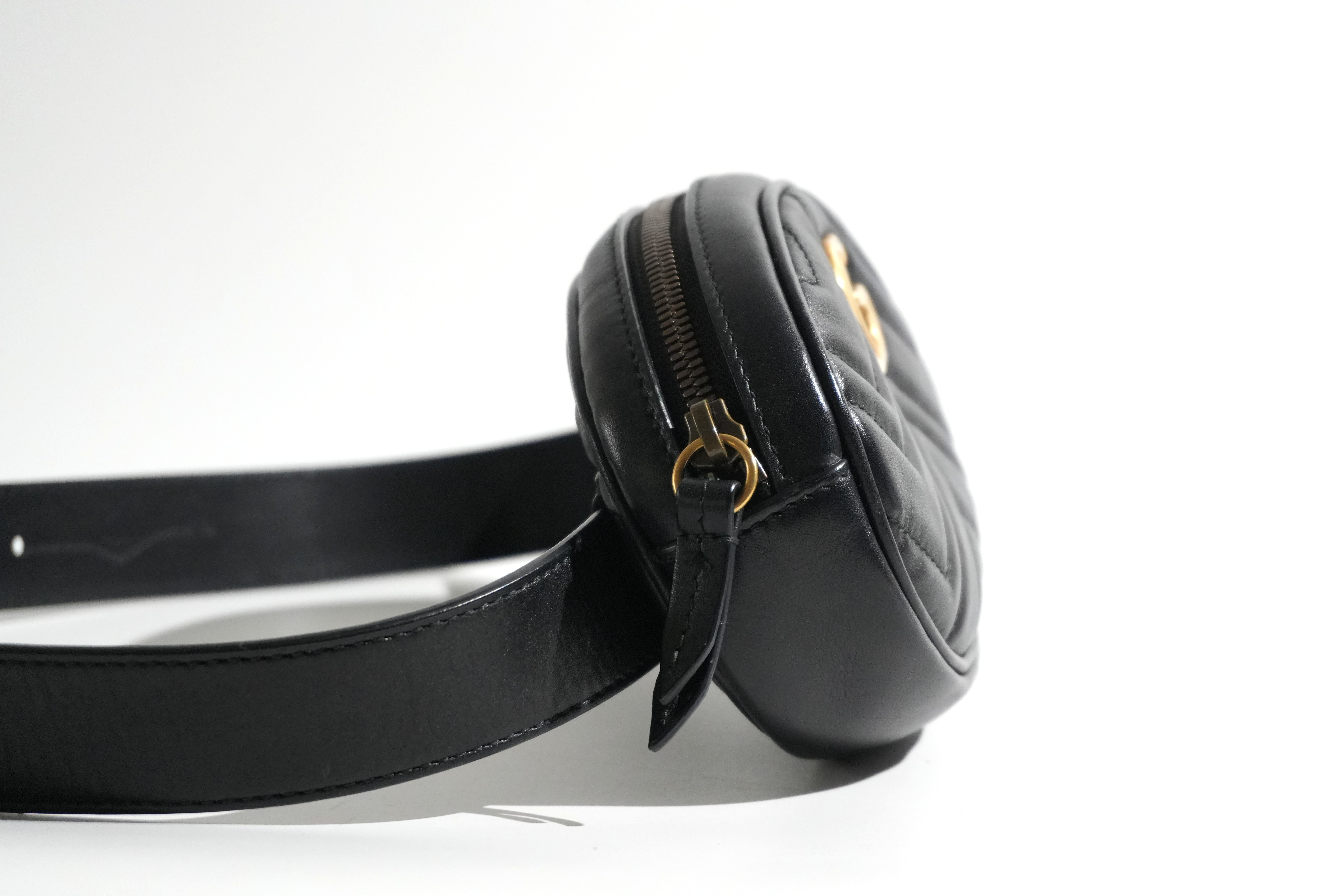Pre-owned Gucci Marmont Belt Bag Size 85 Black