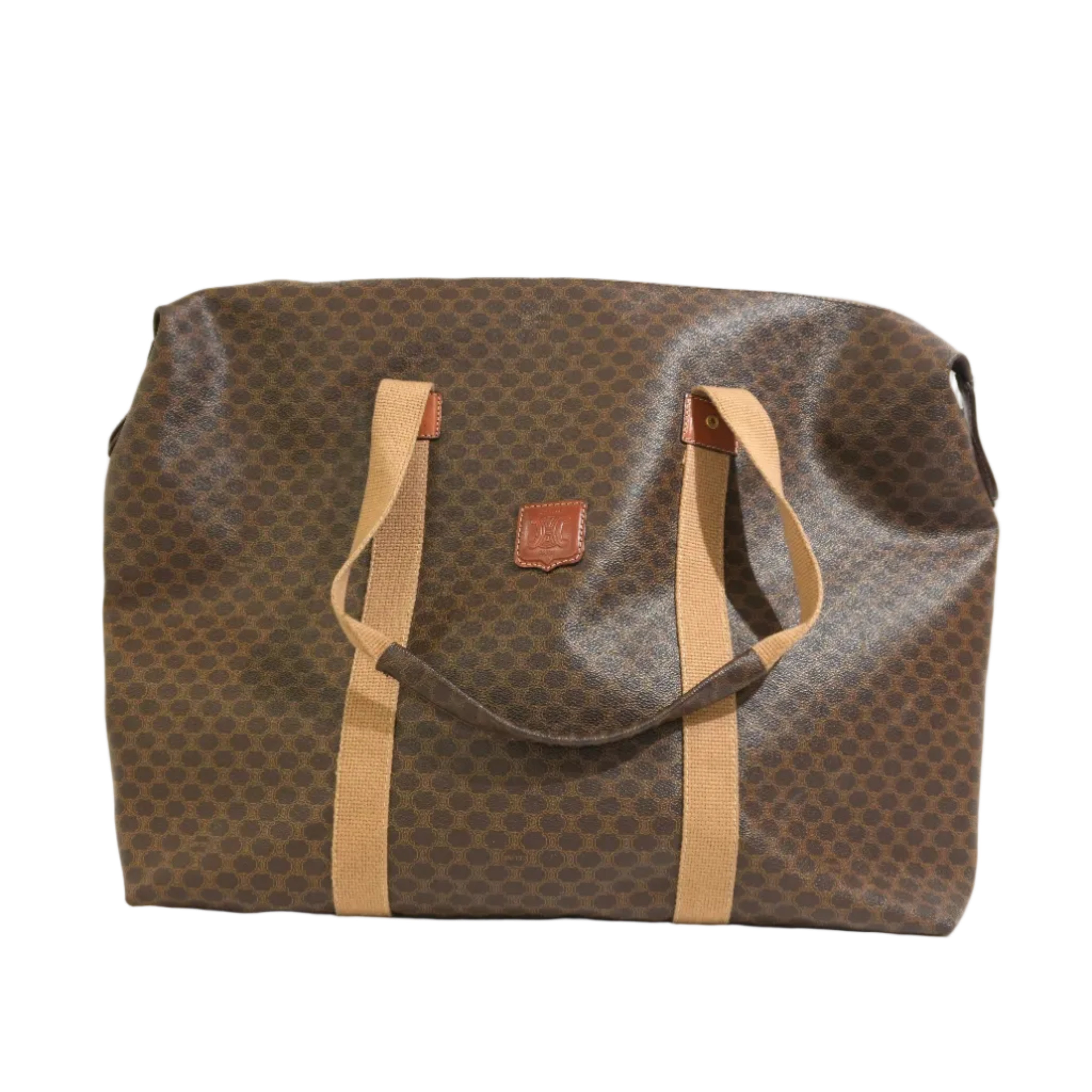 Pre-owned Celine Macadam Boston Travel Bag Brown