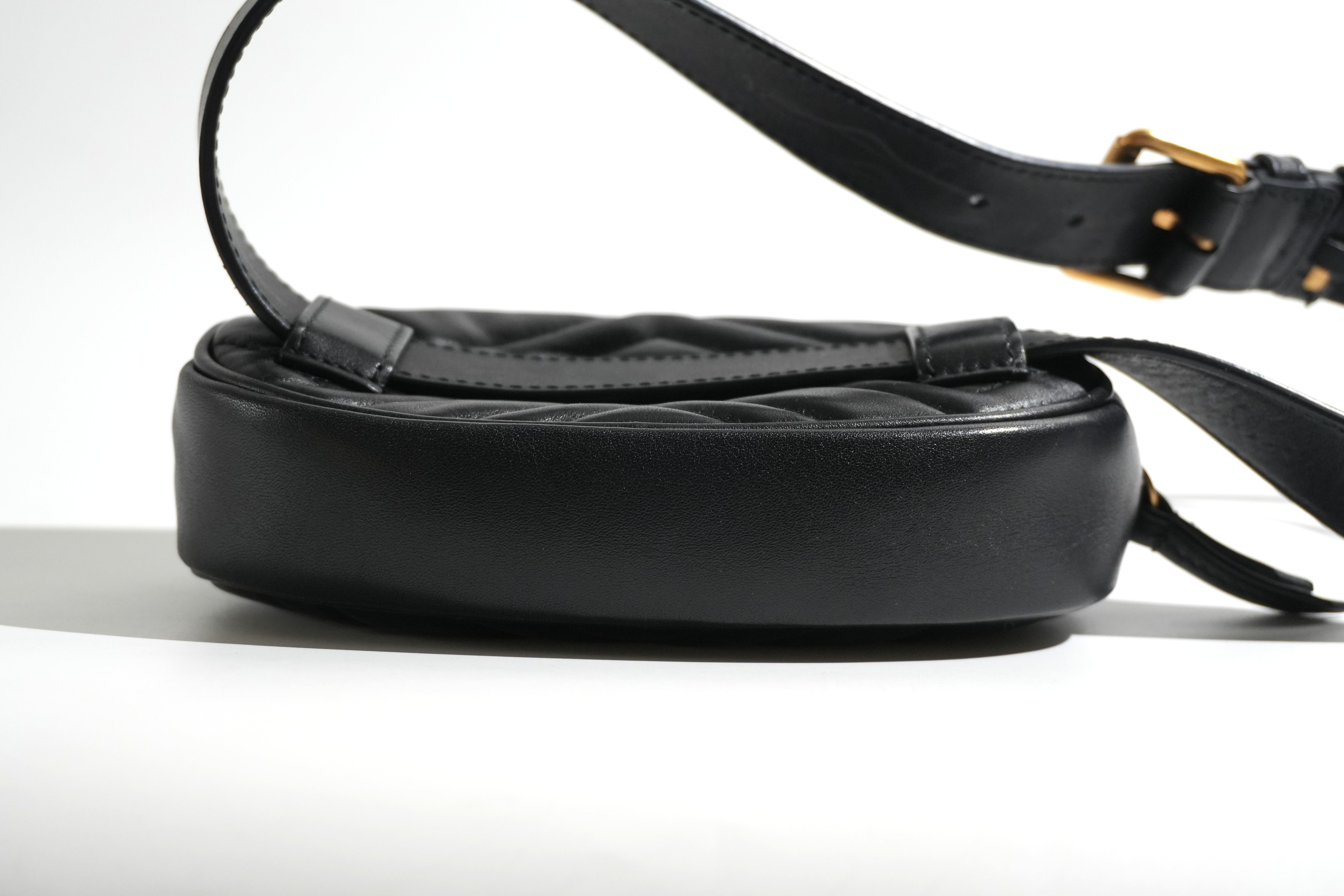 Pre-owned Gucci Marmont Belt Bag Size 85 Black