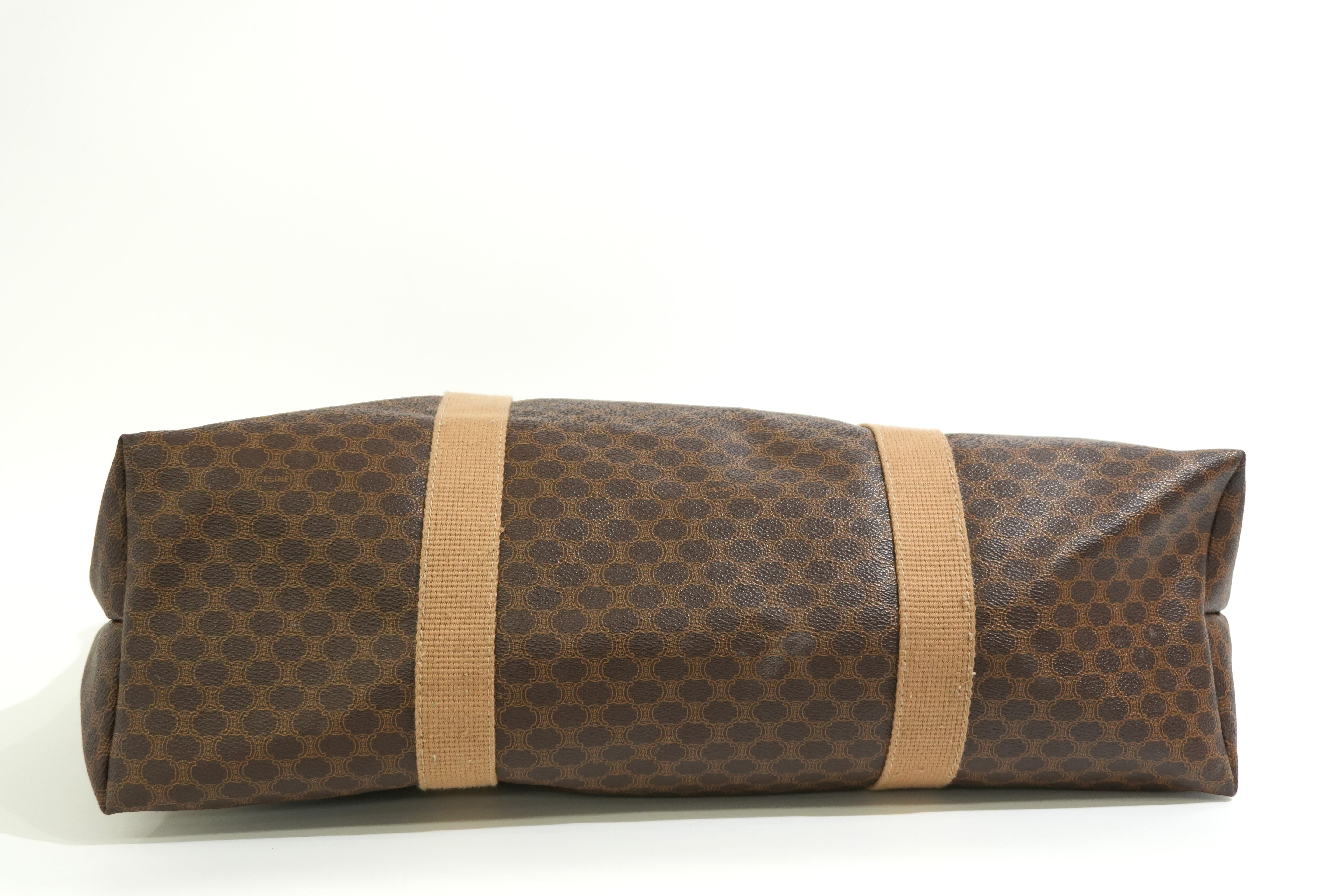 Pre-owned Celine Macadam Boston Travel Bag Brown