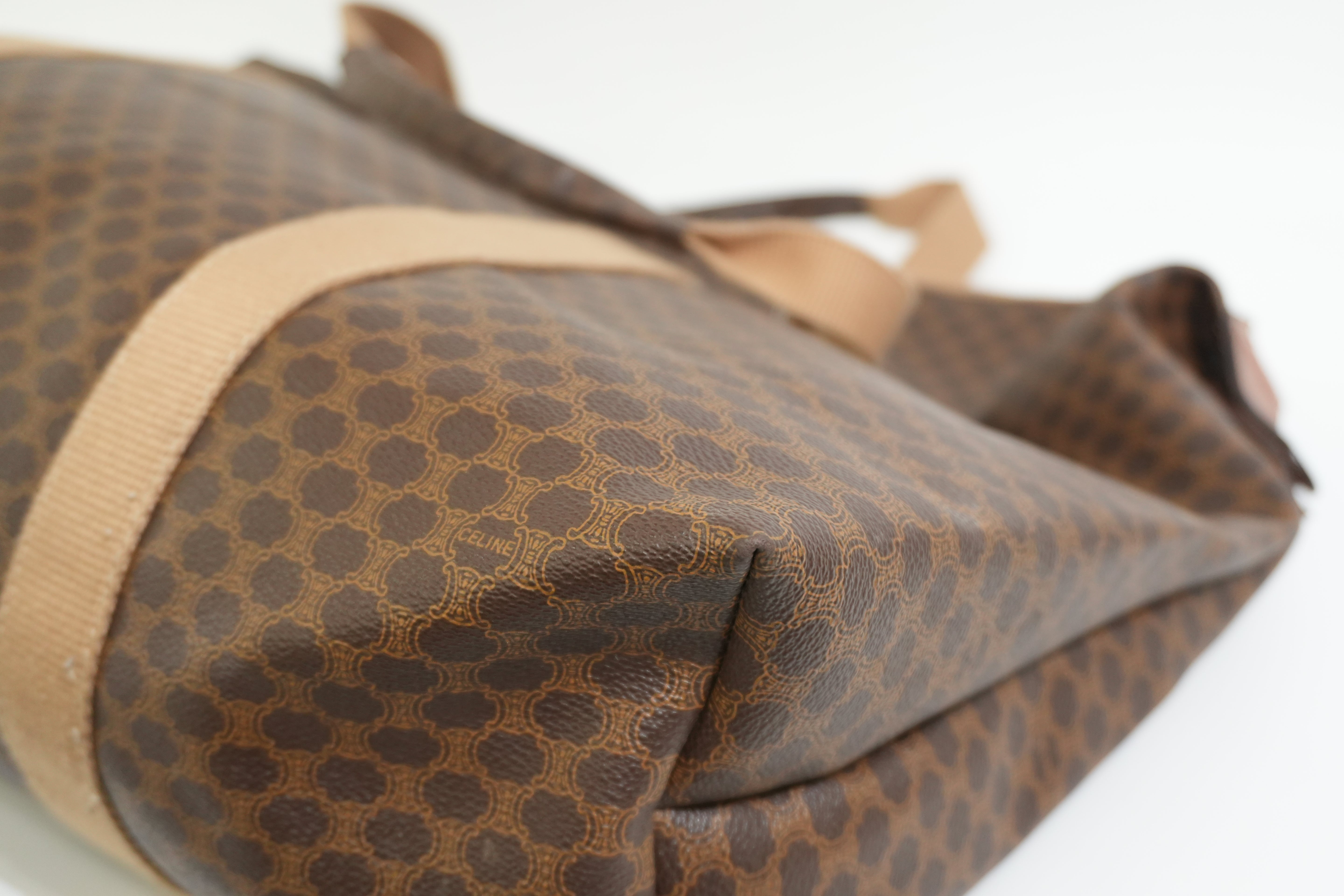 Pre-owned Celine Macadam Boston Travel Bag Brown