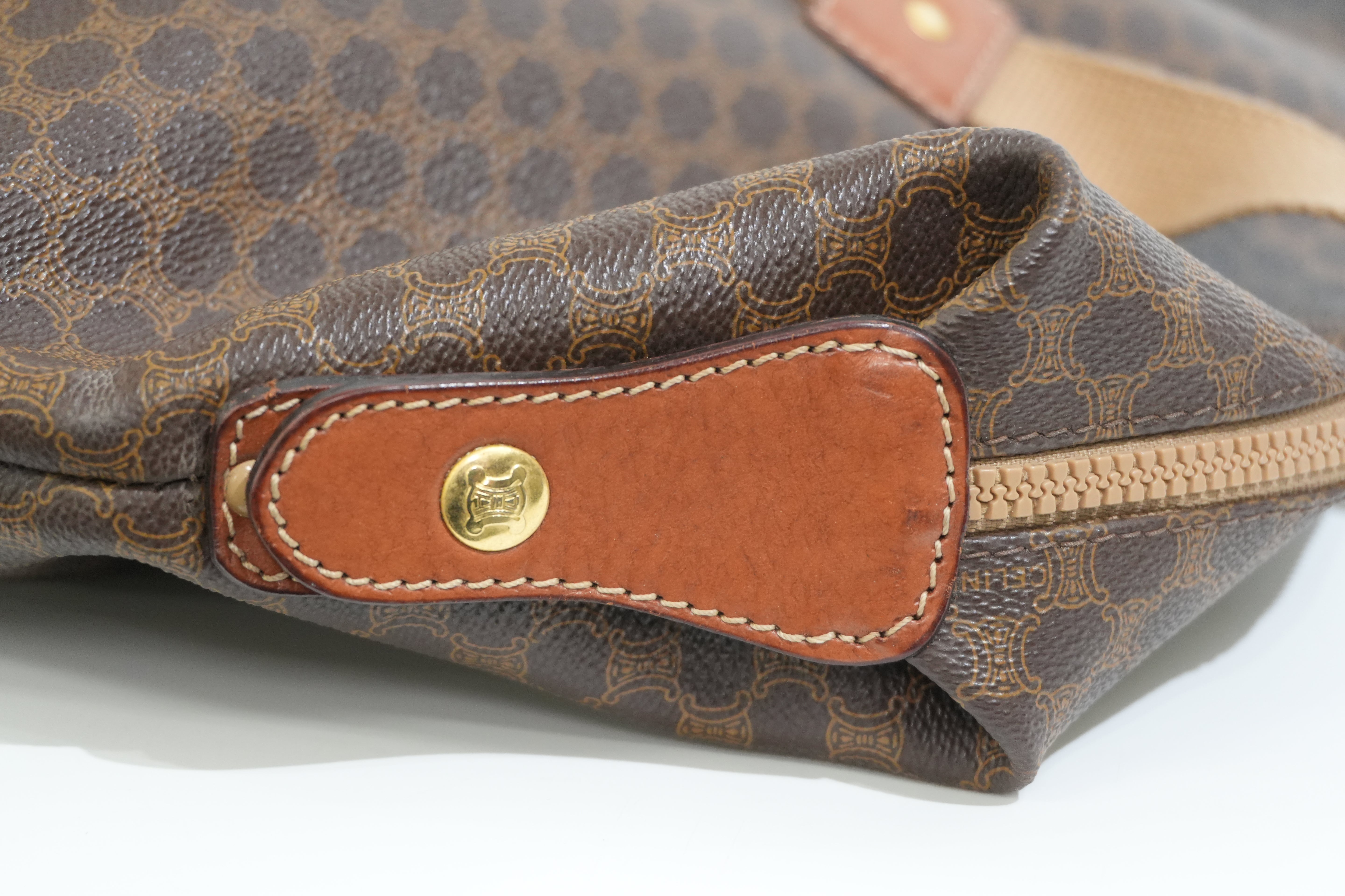 Pre-owned Celine Macadam Boston Travel Bag Brown