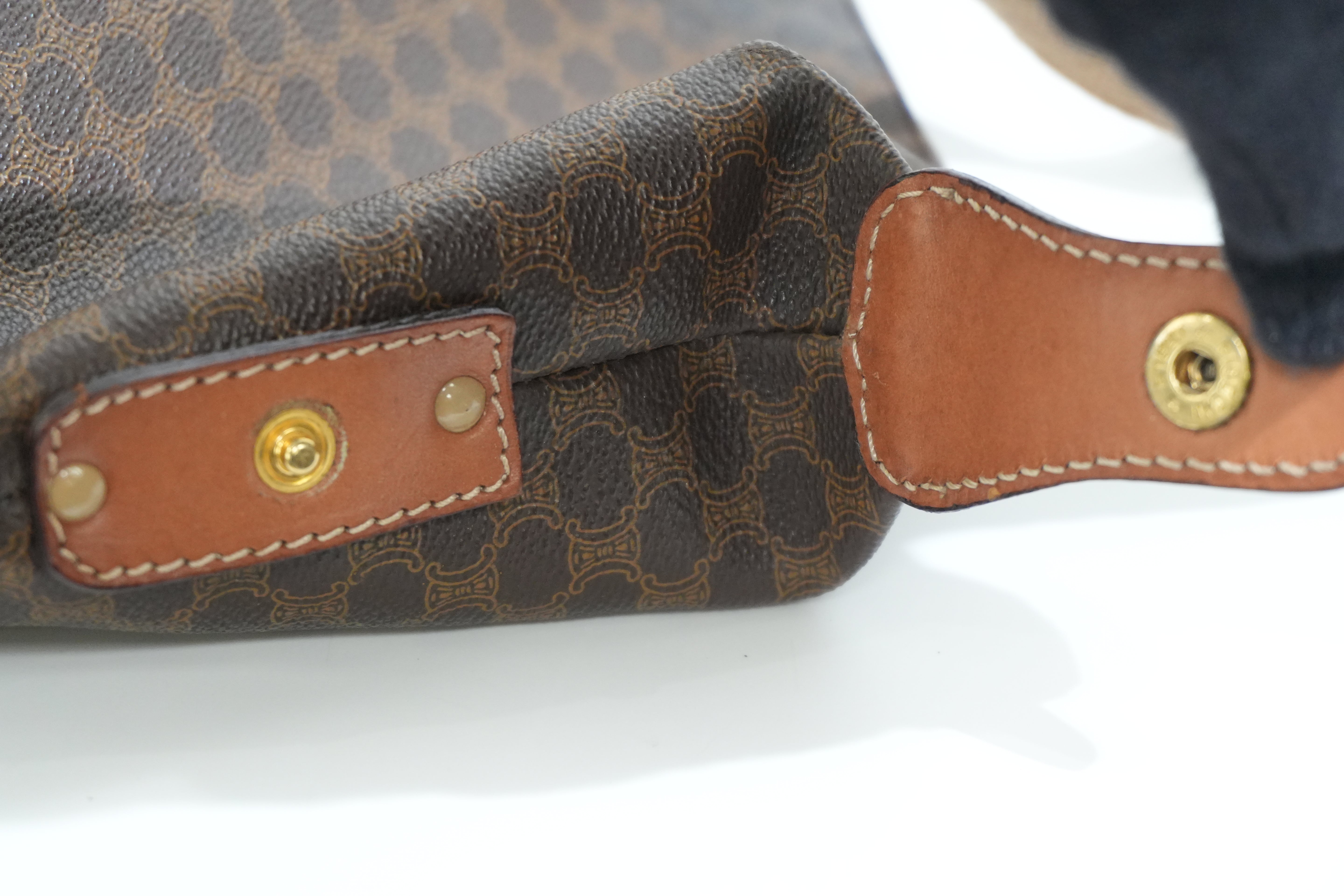 Pre-owned Celine Macadam Boston Travel Bag Brown
