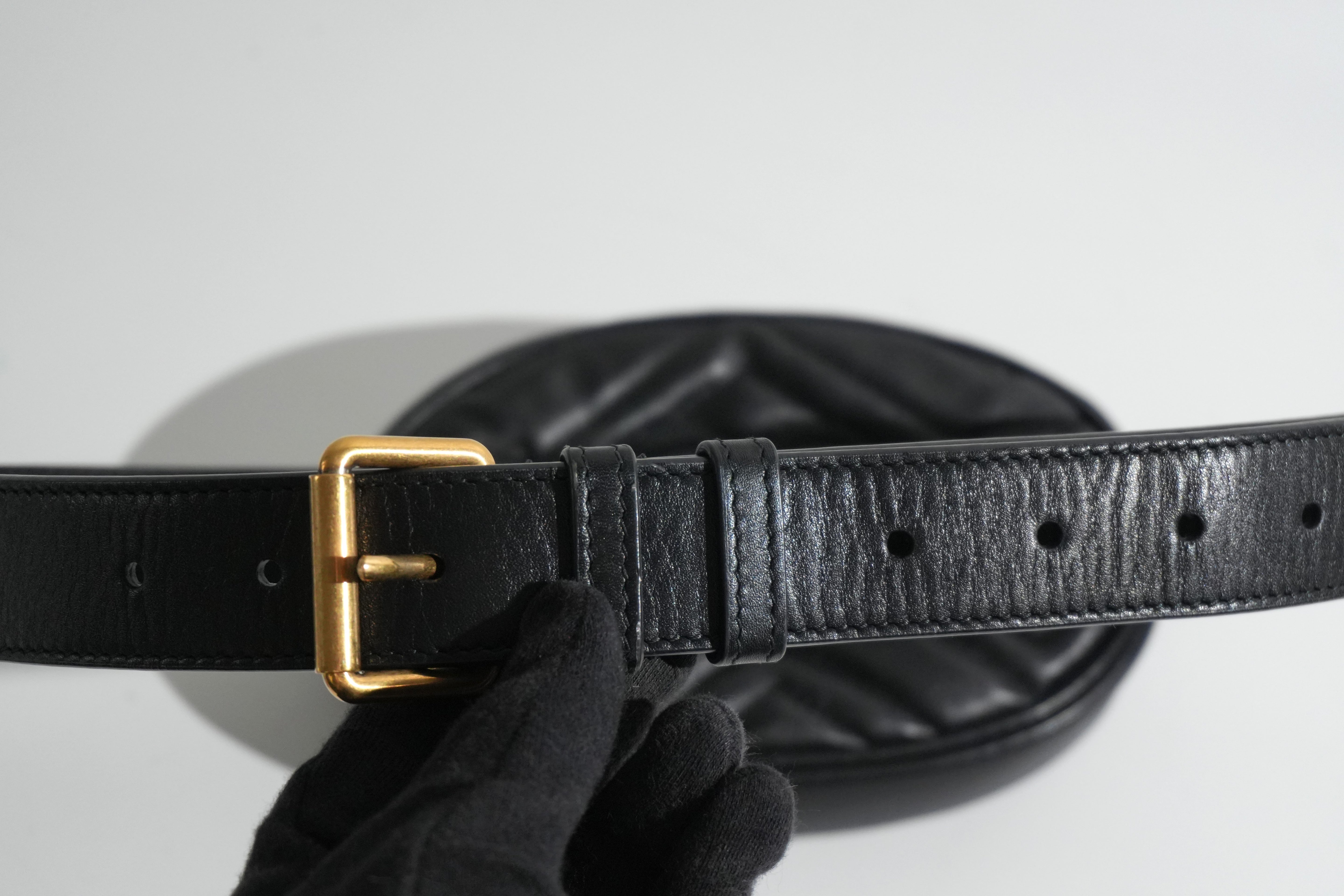 Pre-owned Gucci Marmont Belt Bag Size 85 Black