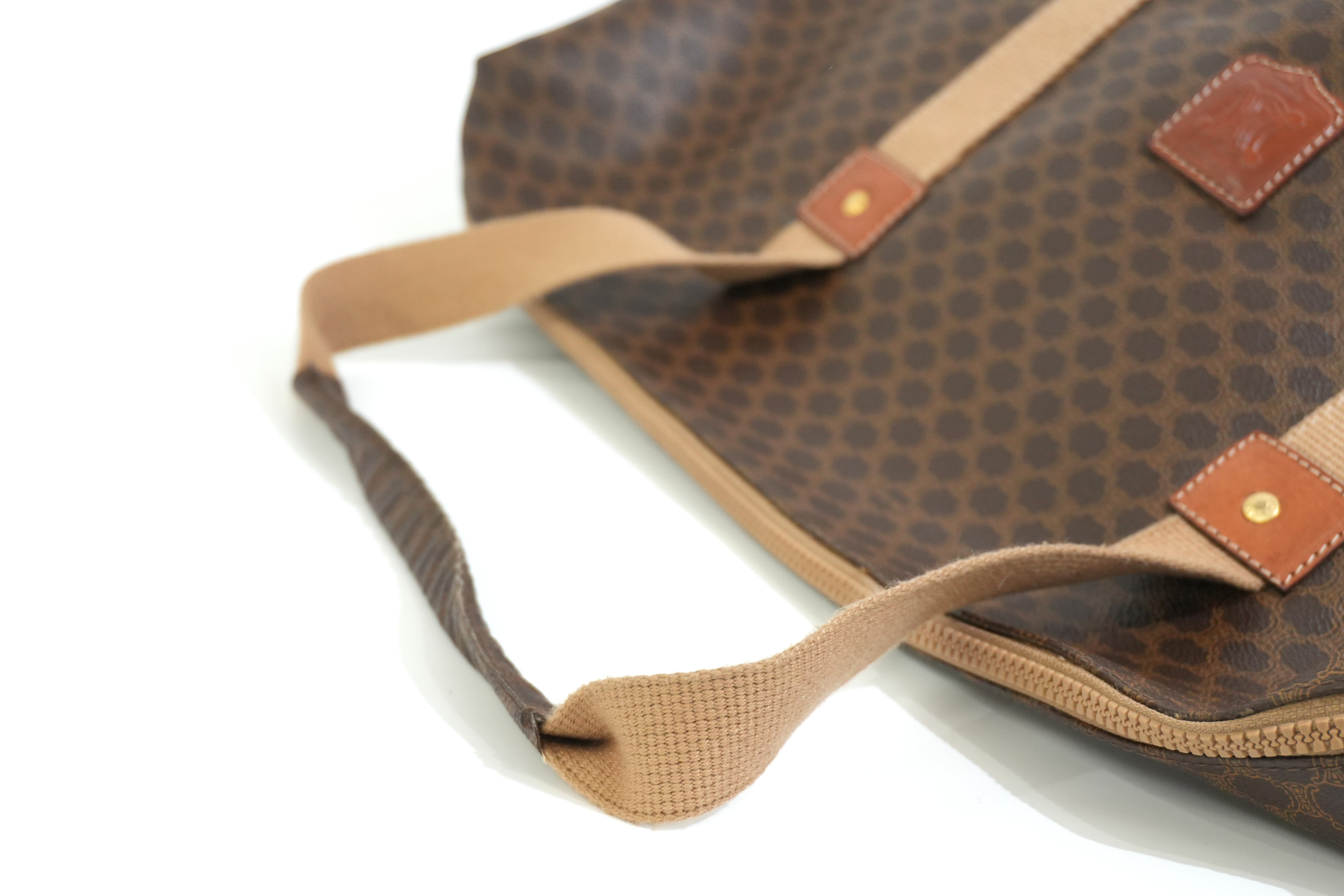 Pre-owned Celine Macadam Boston Travel Bag Brown