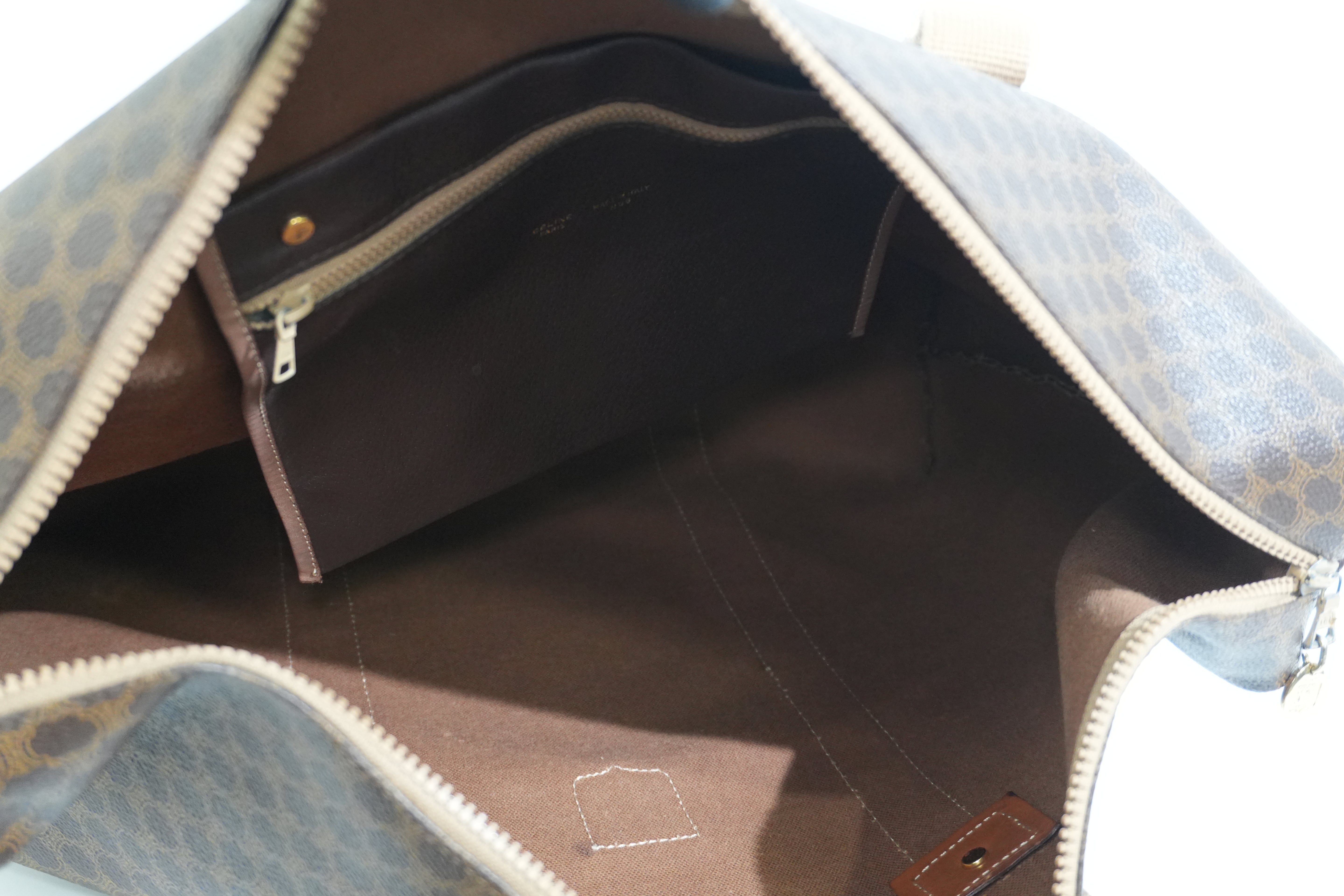 Pre-owned Celine Macadam Boston Travel Bag Brown