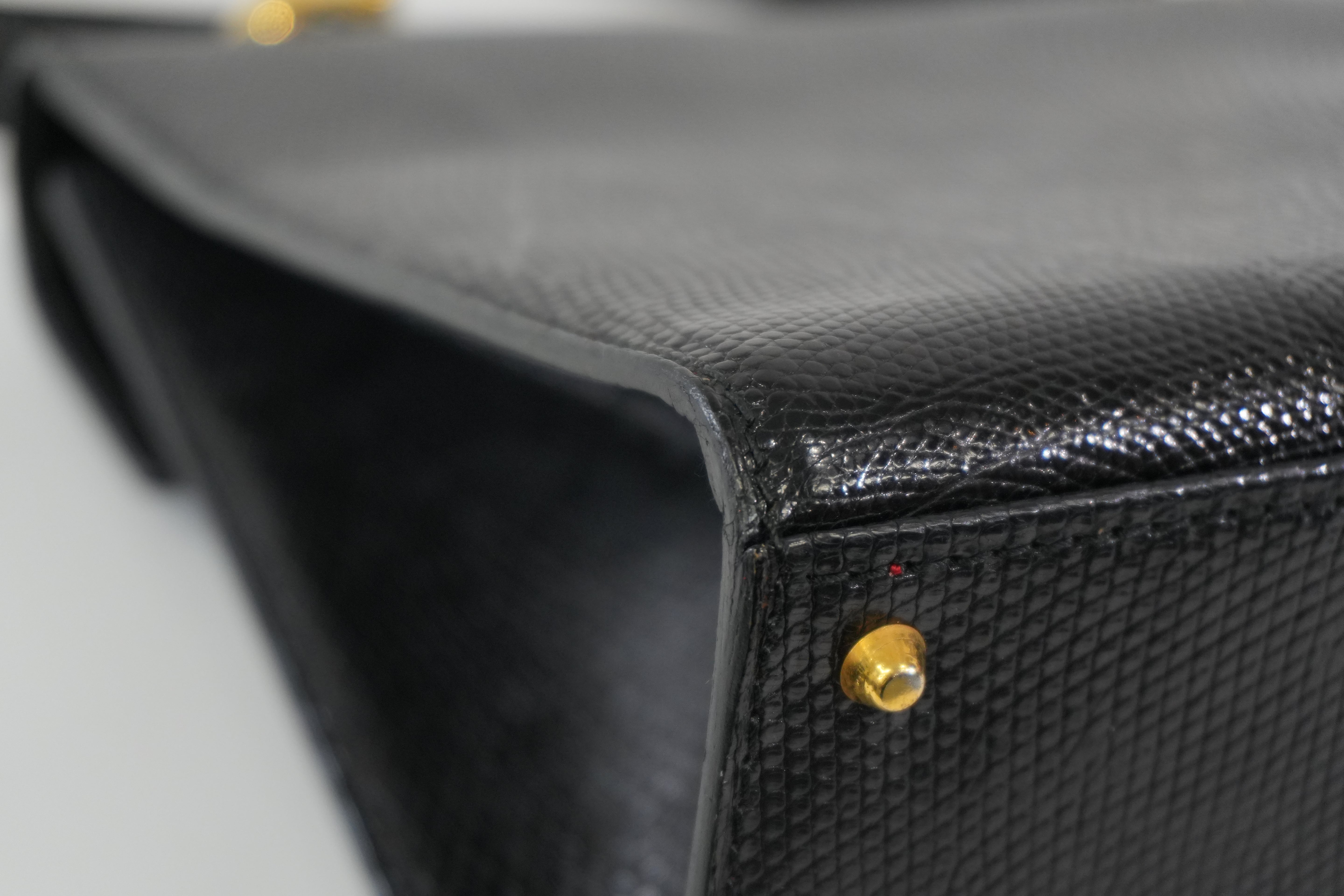 Pre-owned Celine Lizard Leather Box Pattern Shoulder Bag Black