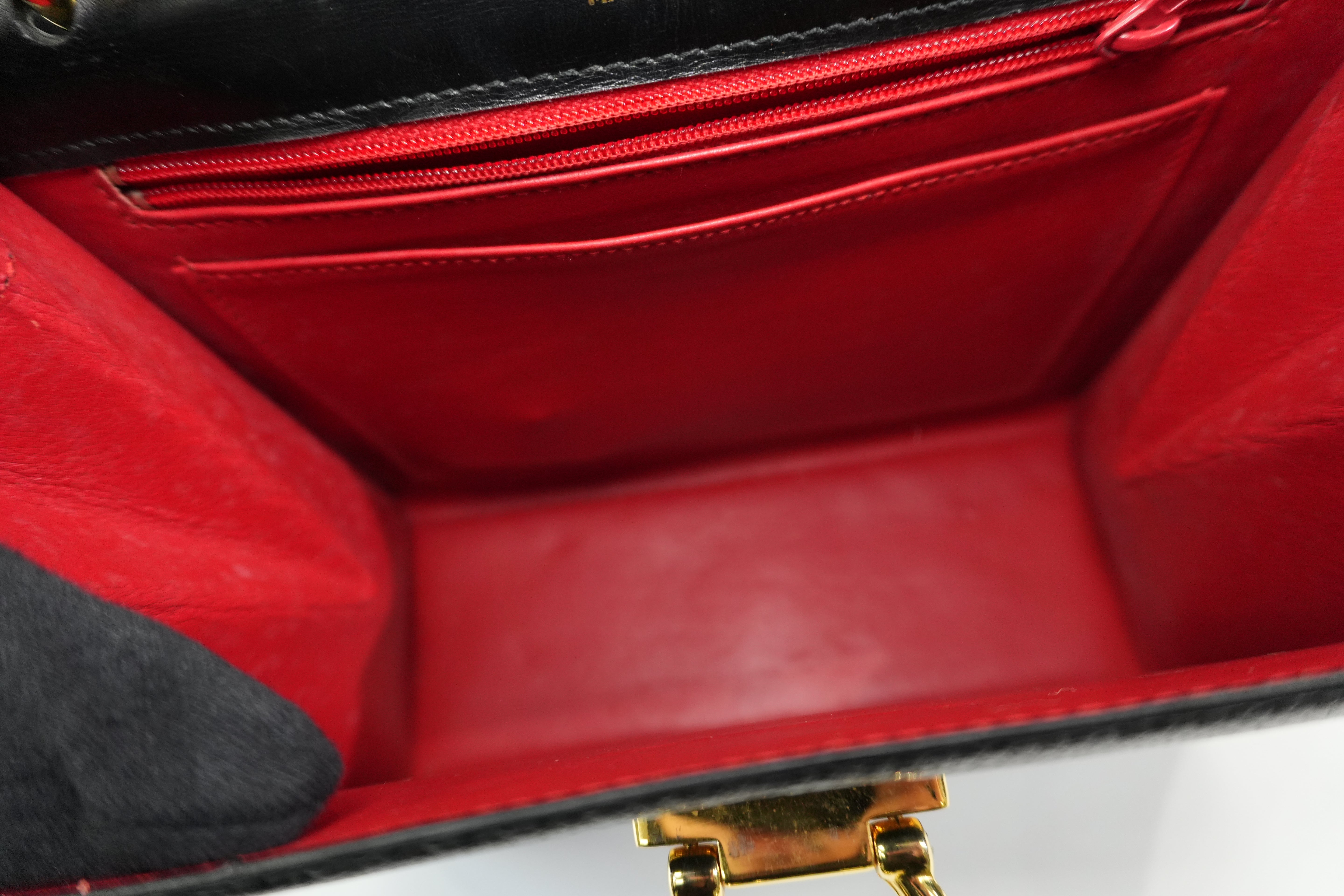 Pre-owned Celine Lizard Leather Box Pattern Shoulder Bag Black