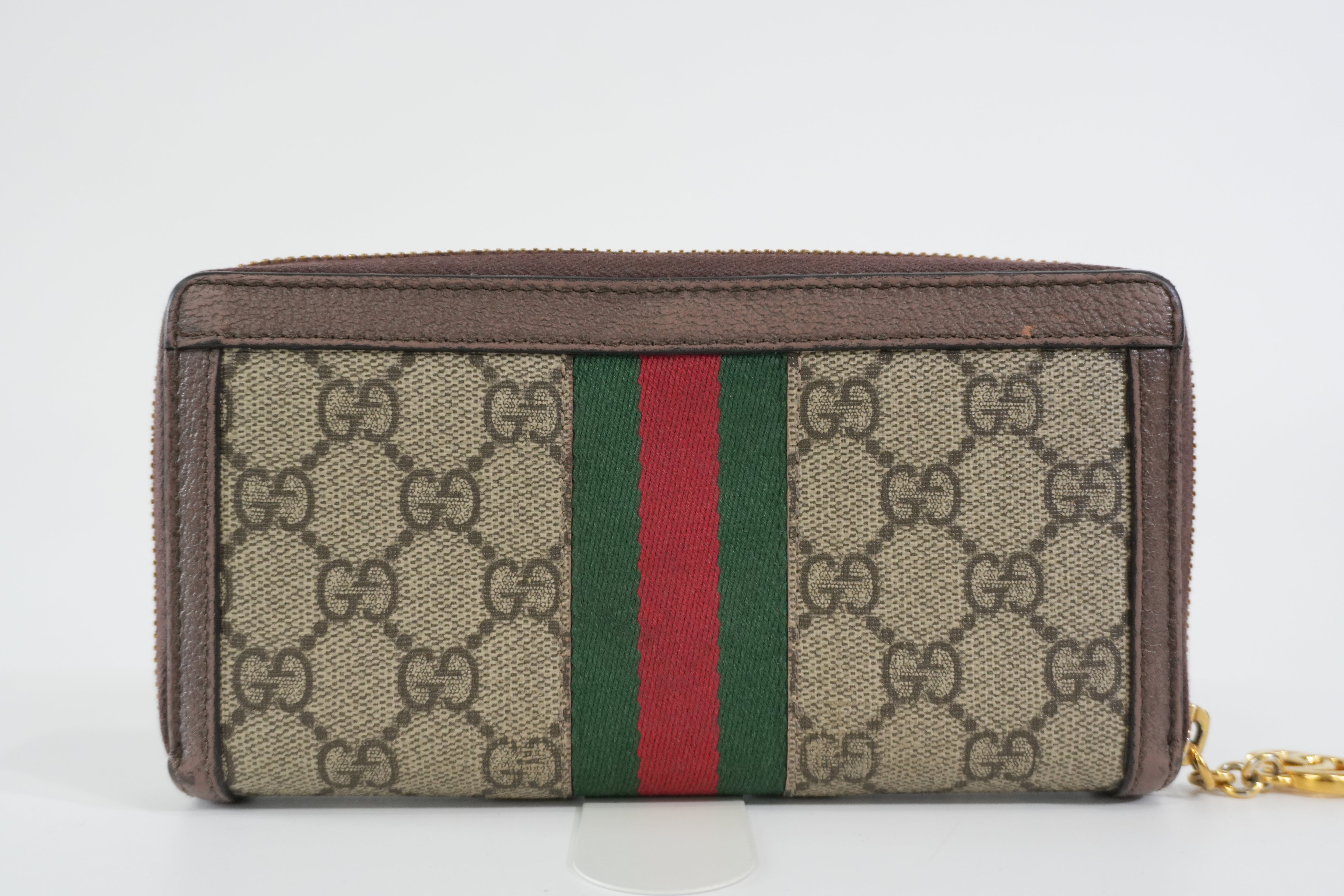 Pre-owned Gucci Ophidia Zippy Long Wallet Brown