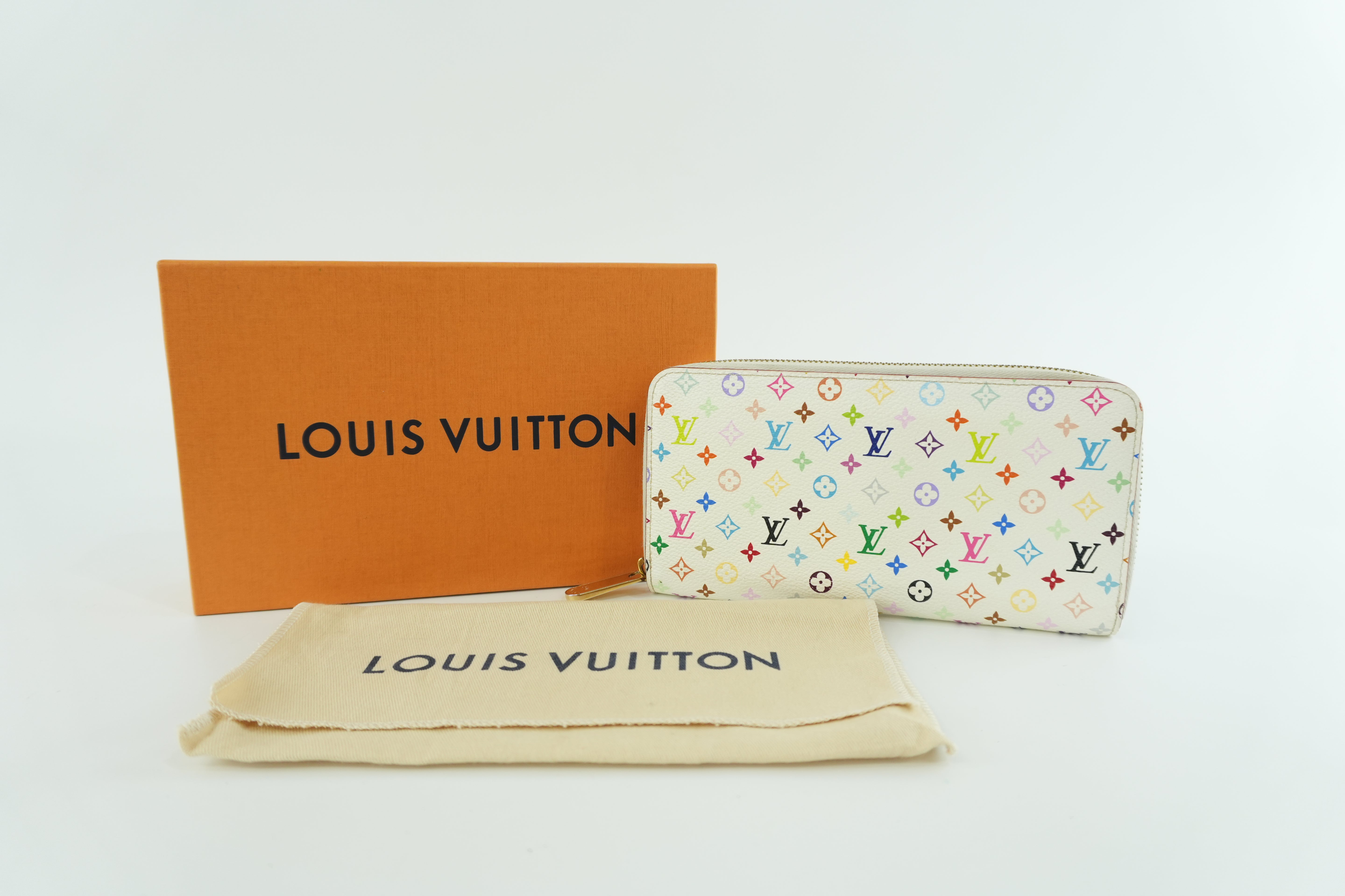 Pre-owned Louis Vuitton Monogram Multicolore Zippy Wallet White