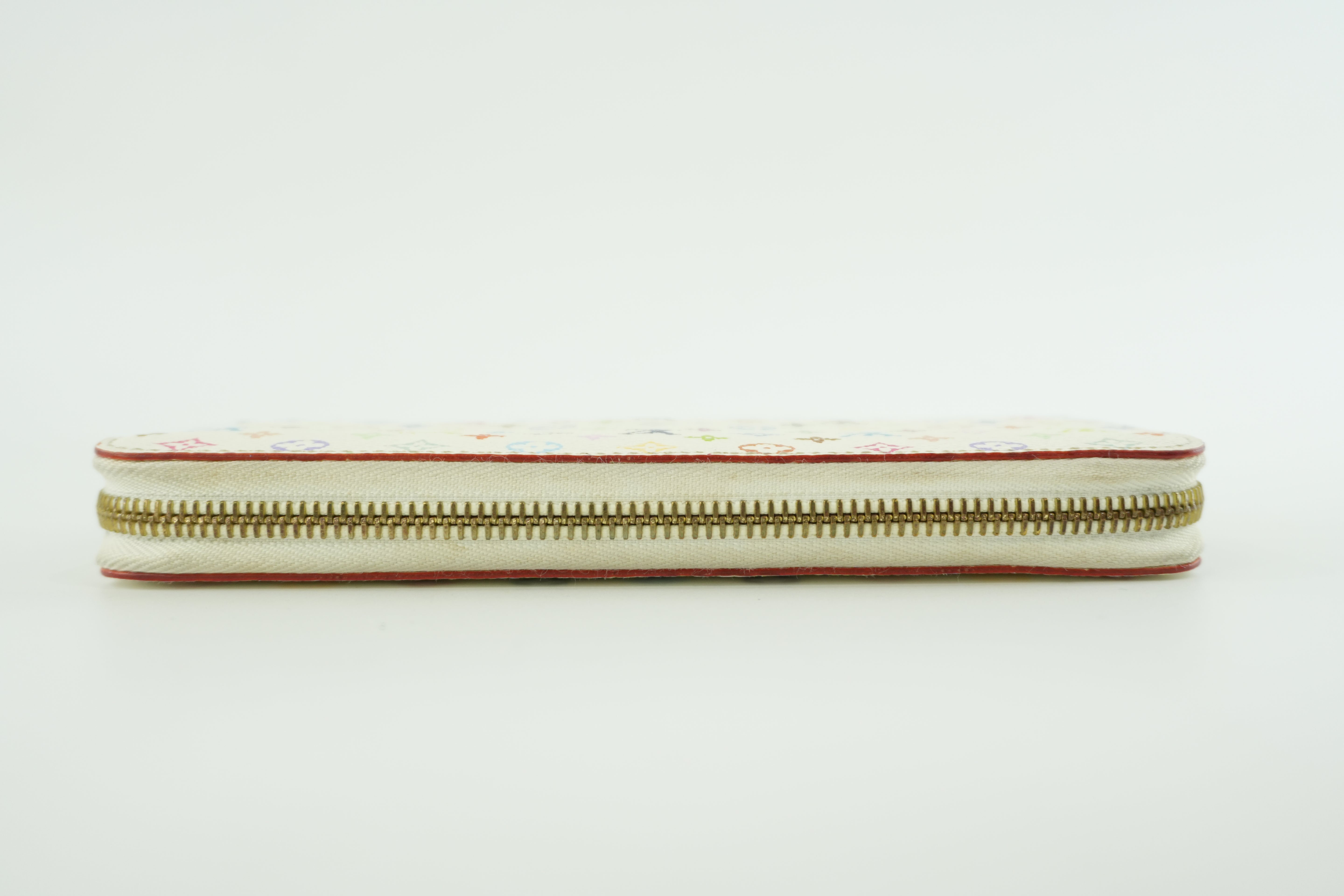 Pre-owned Louis Vuitton Monogram Multicolore Zippy Wallet White