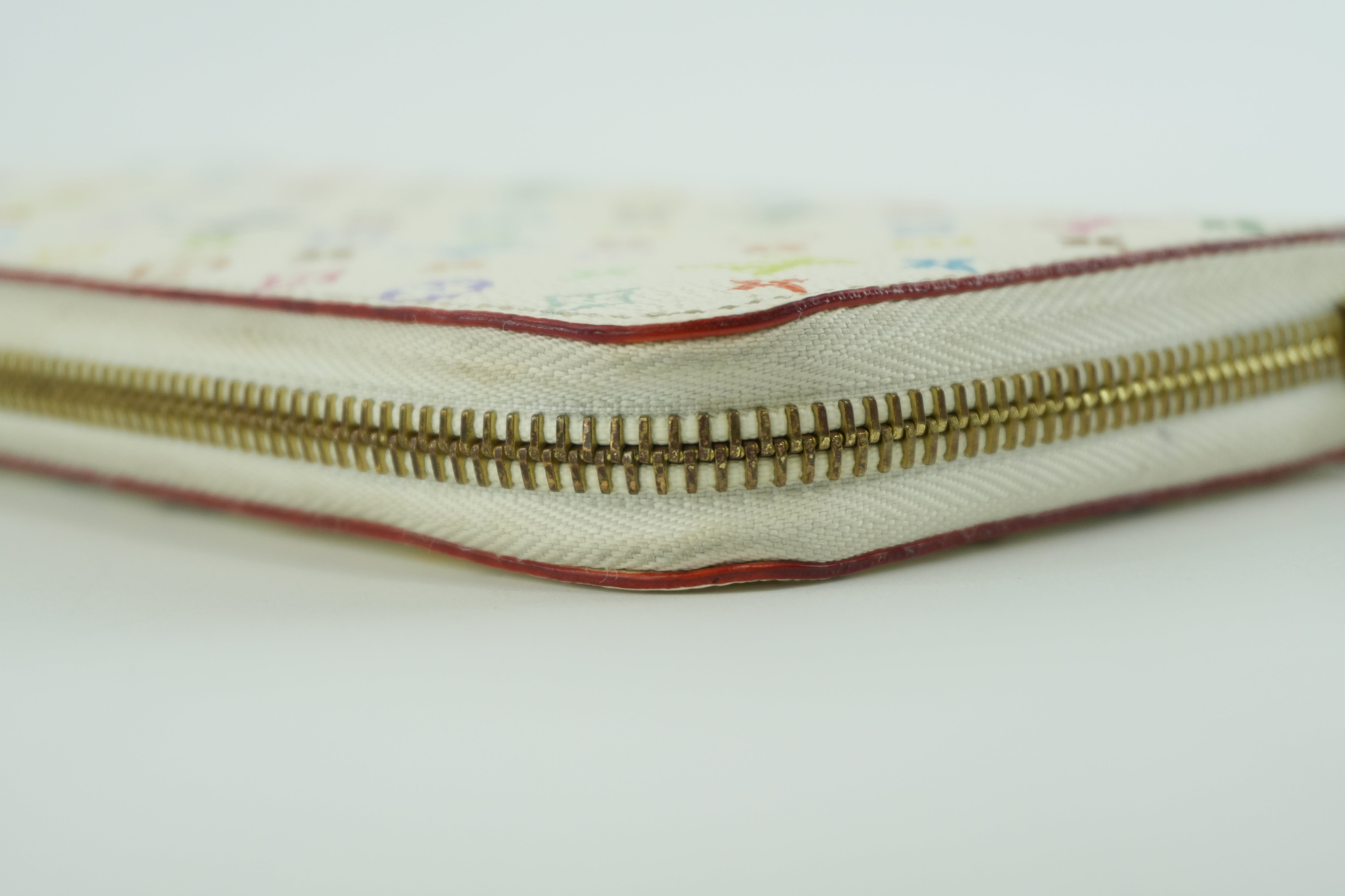 Pre-owned Louis Vuitton Monogram Multicolore Zippy Wallet White