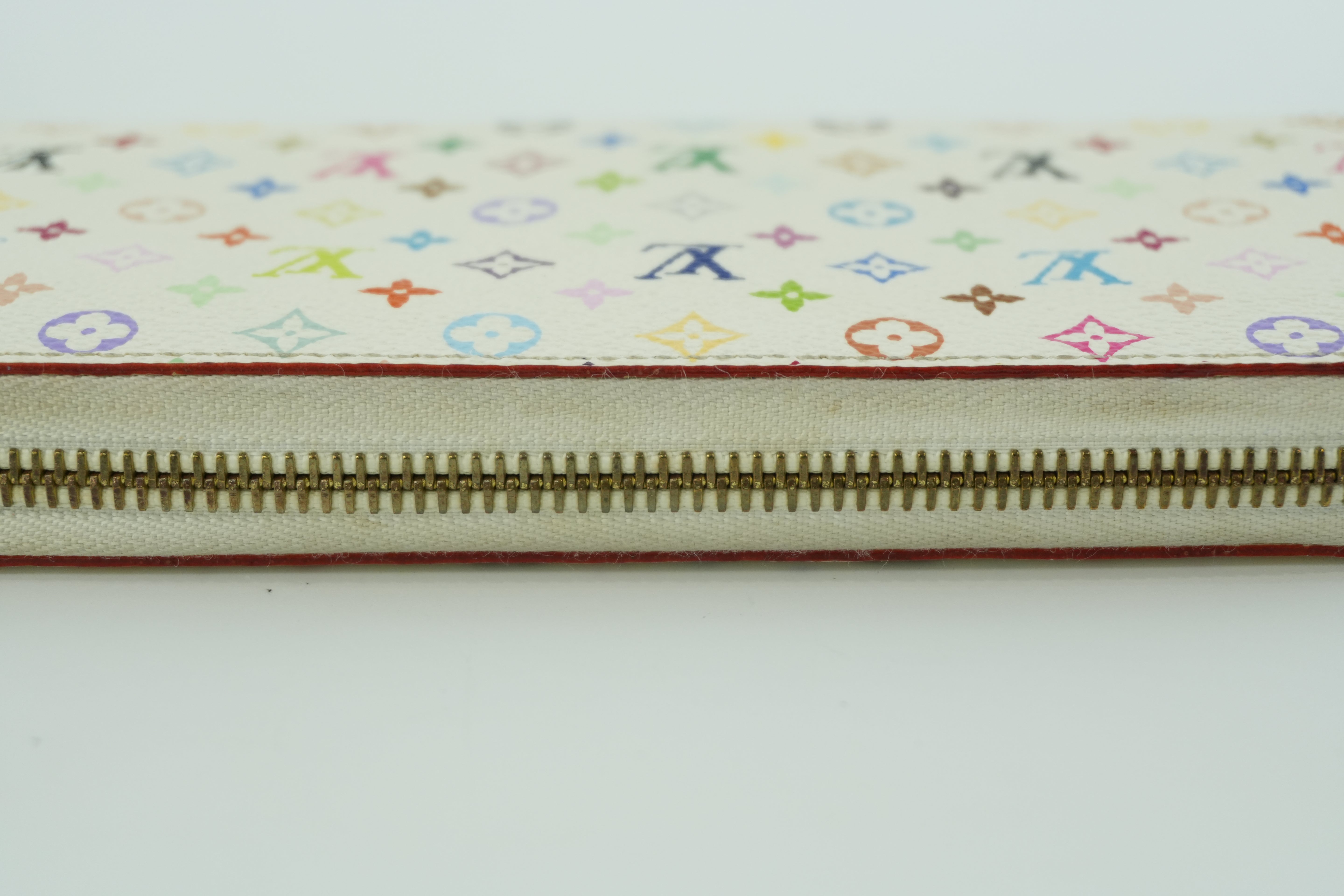 Pre-owned Louis Vuitton Monogram Multicolore Zippy Wallet White