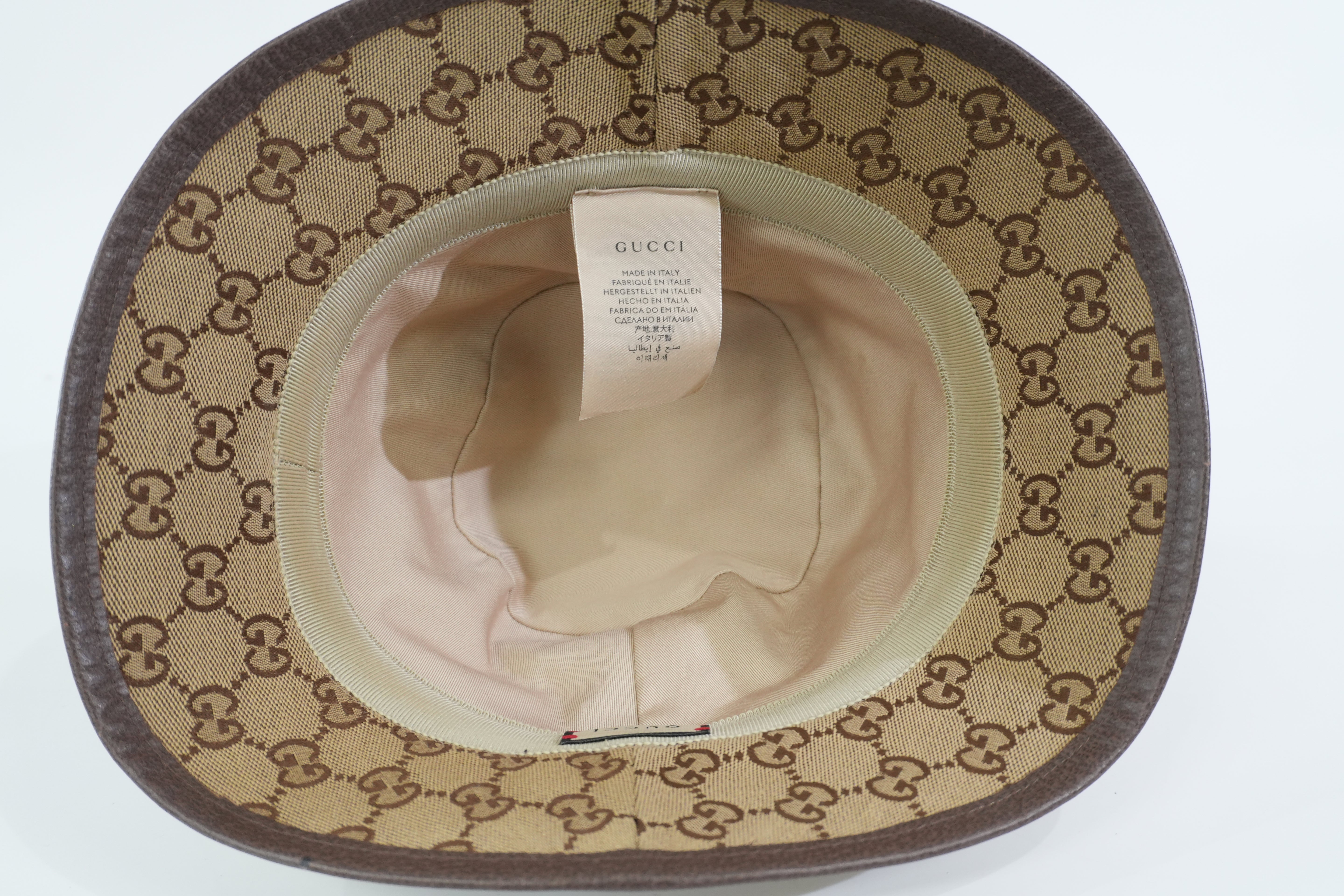Pre-owned Gucci Guccisima Bucket Hat Size L Brown