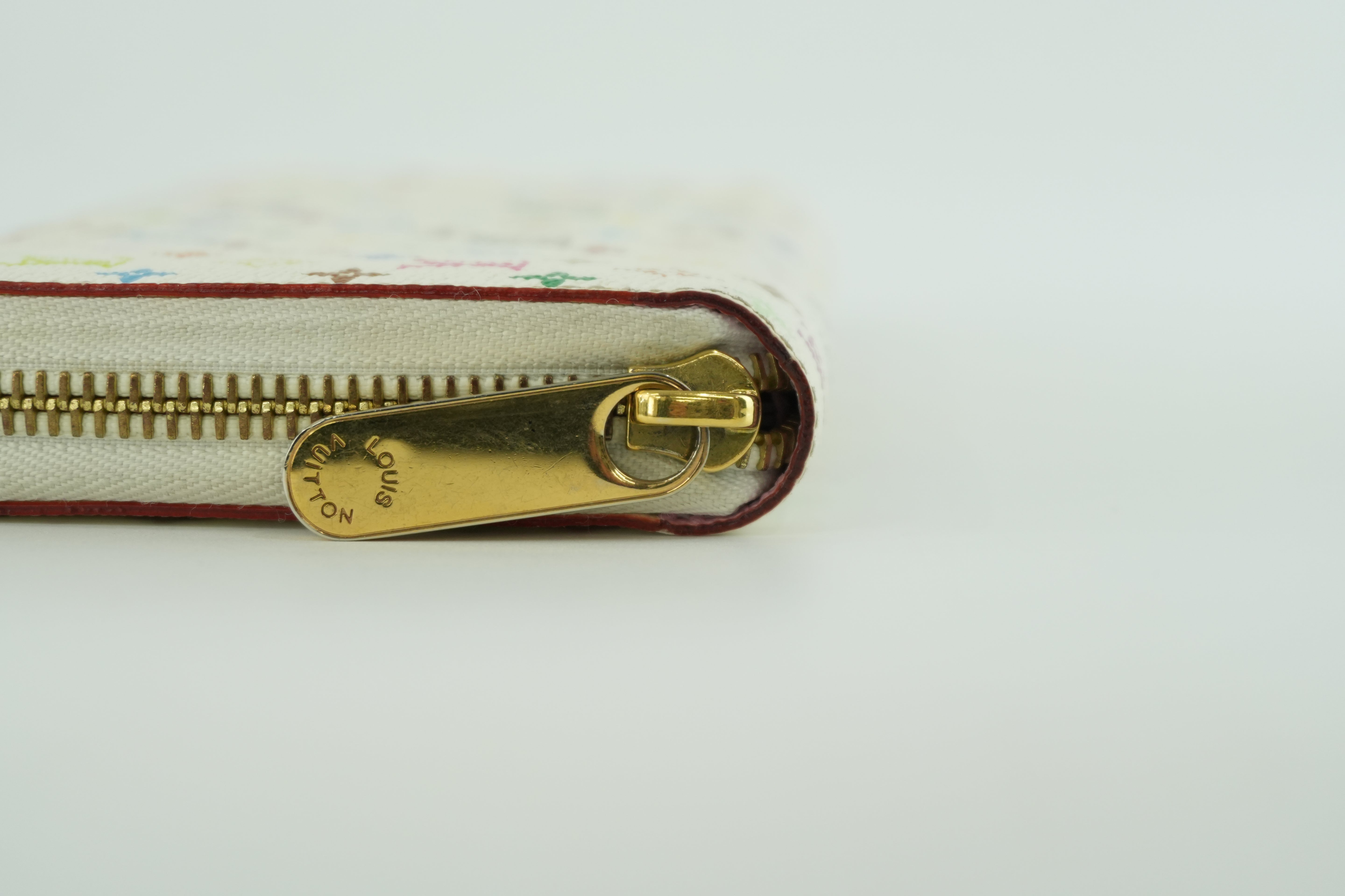 Pre-owned Louis Vuitton Monogram Multicolore Zippy Wallet White