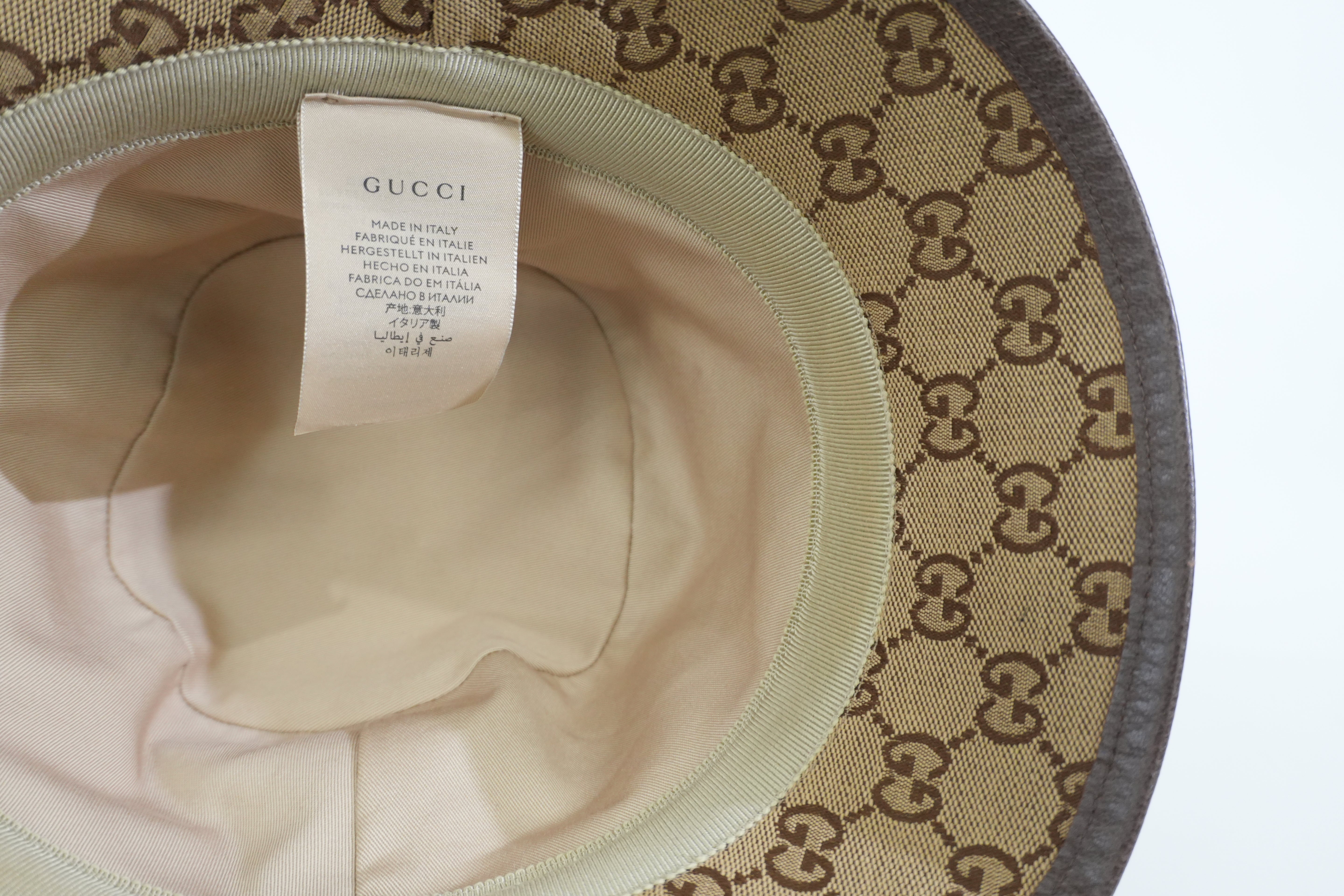 Pre-owned Gucci Guccisima Bucket Hat Size L Brown