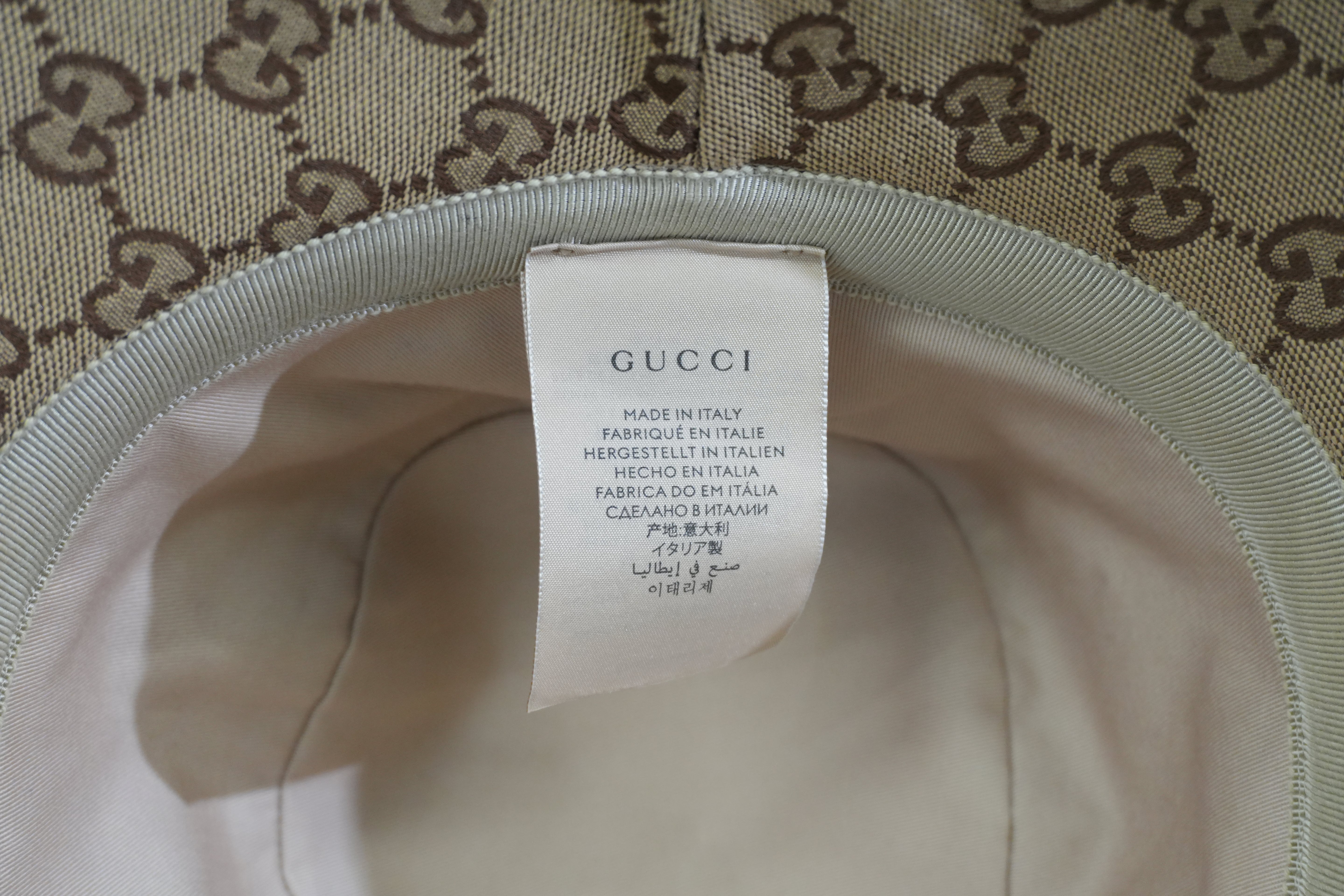 Pre-owned Gucci Guccisima Bucket Hat Size L Brown
