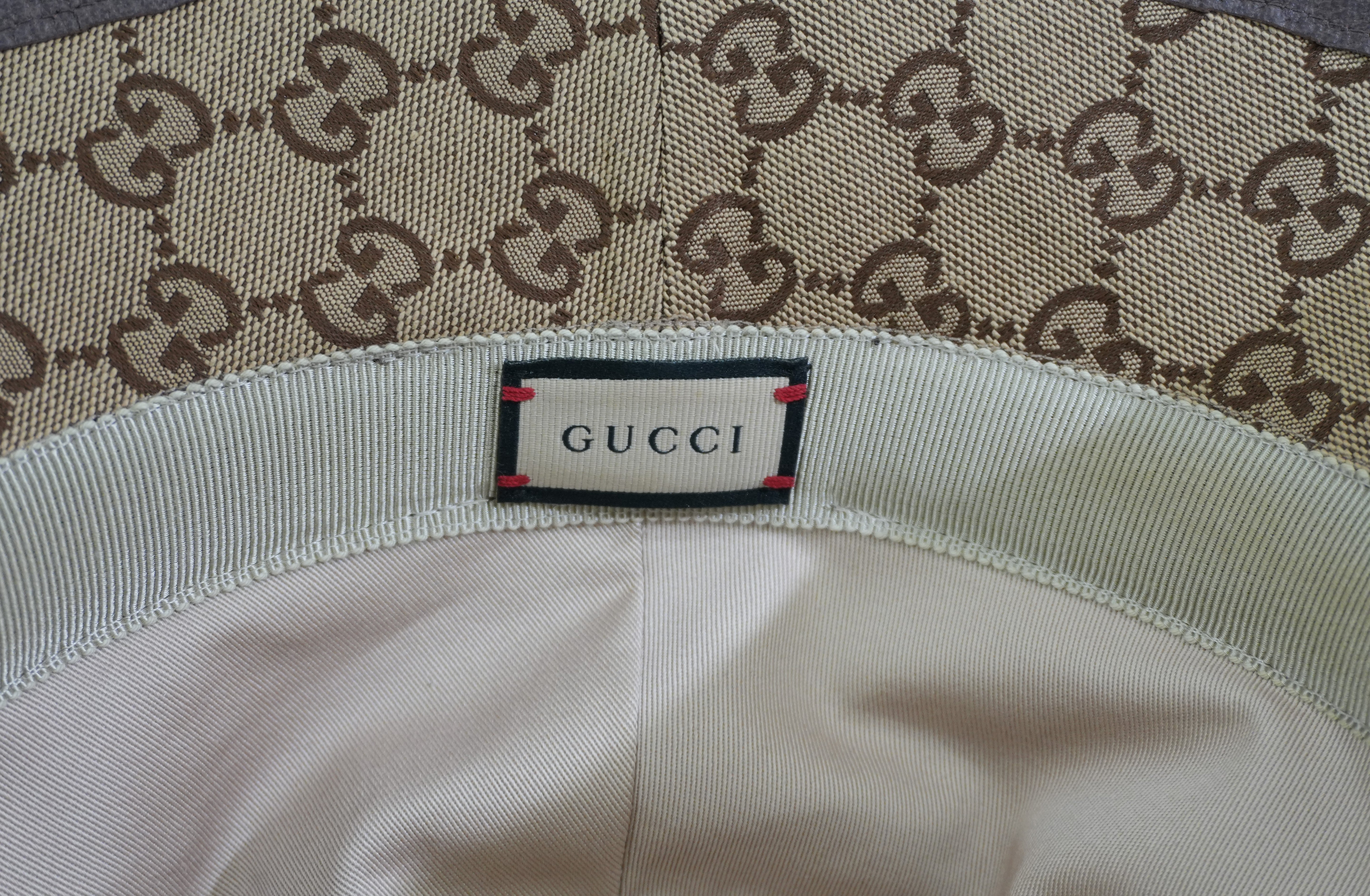 Pre-owned Gucci Guccisima Bucket Hat Size L Brown