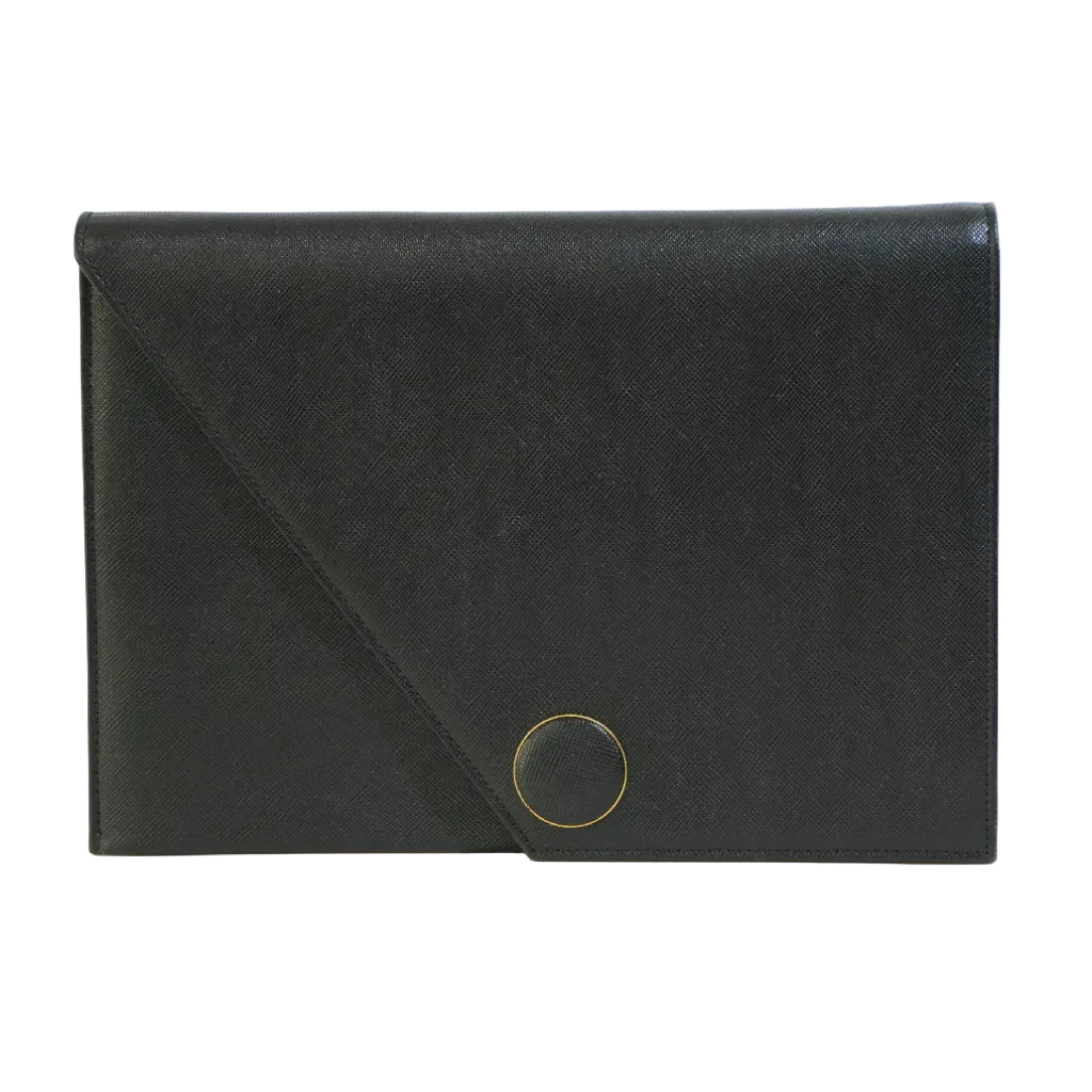Pre-owned Yves Saint Laurent Calfskin Leather Clutch Bag Black